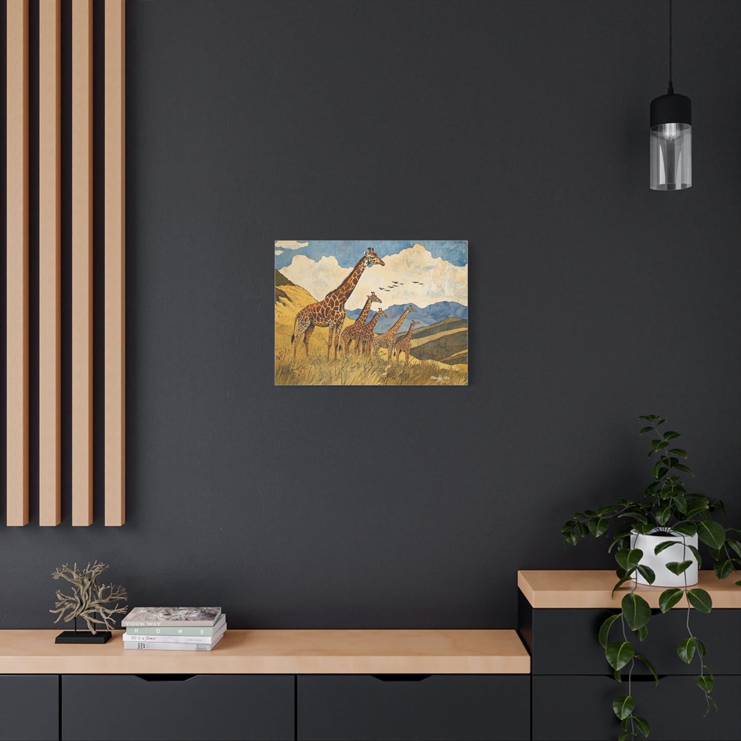 Canvas Art - A Tower of Giraffes In The African Suvanna