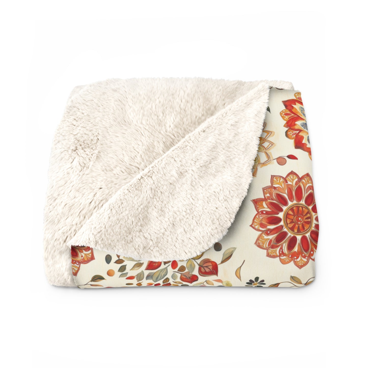Sherpa Fleece Blanket - Floral Zen Mandalas