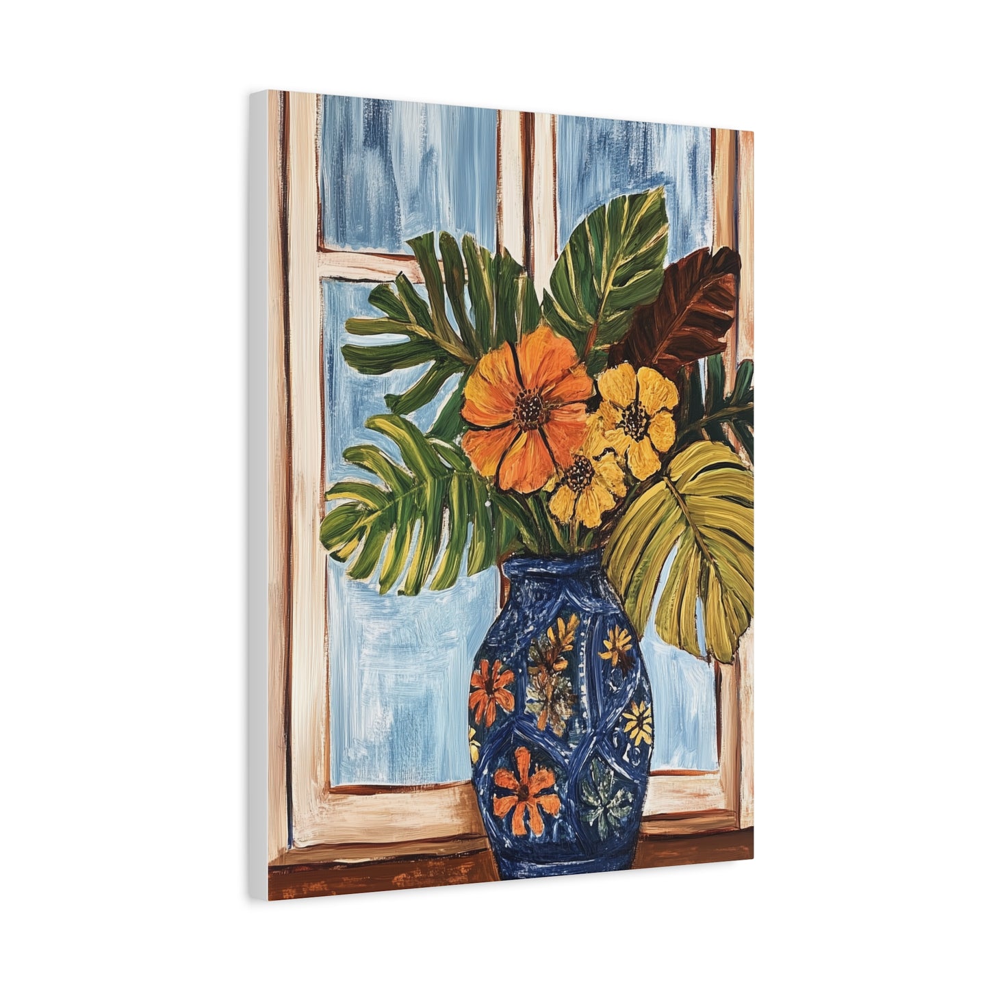 Canvas Art - Vibrant Tropical Island Floral Bouquet