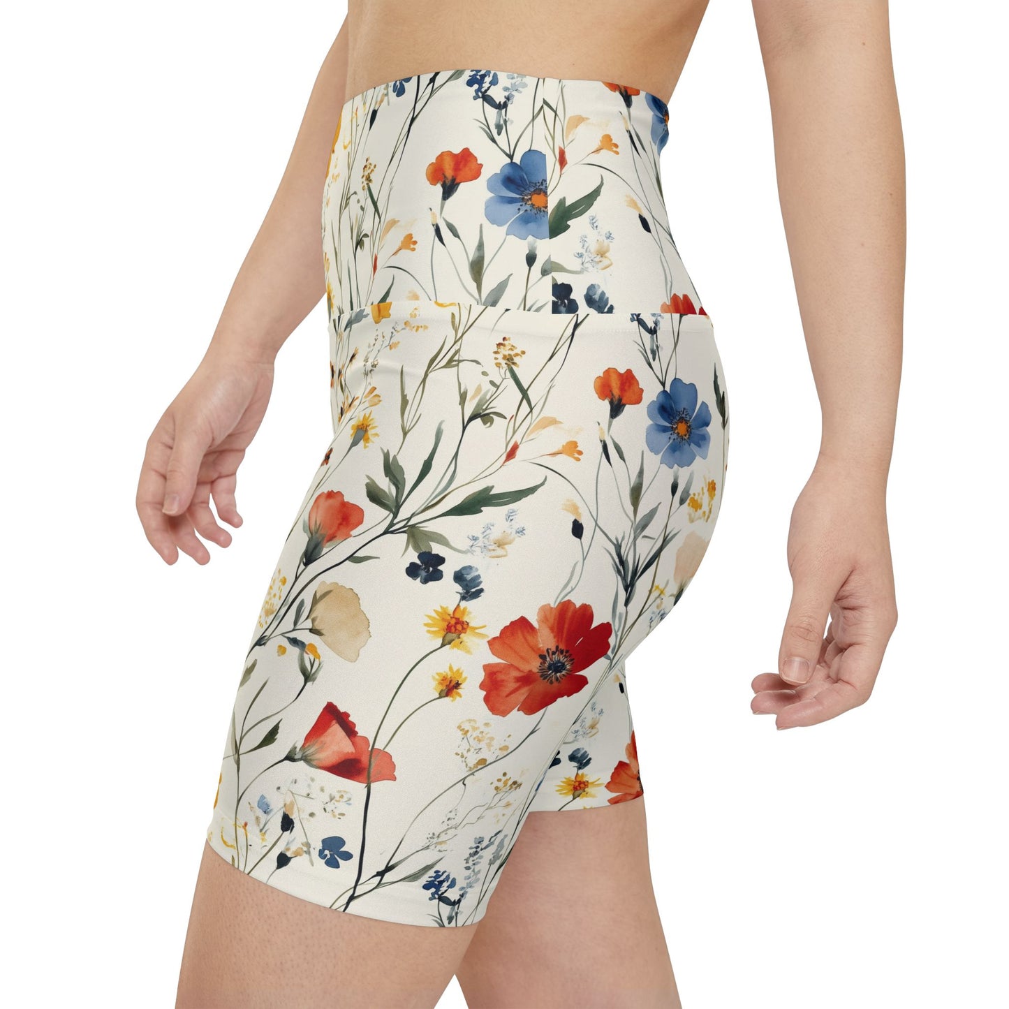 Athletic Shorts - Watercolor Boho Wildflowers On Cream