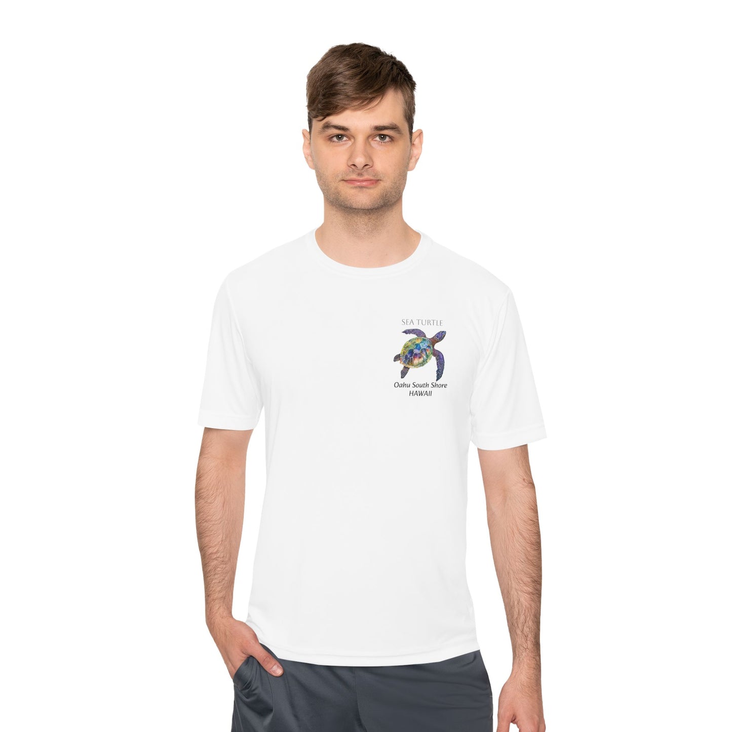 Men's Novelty Tshirt - Sea Turtle Watercolor Of Oahu South Shore, Hawaii