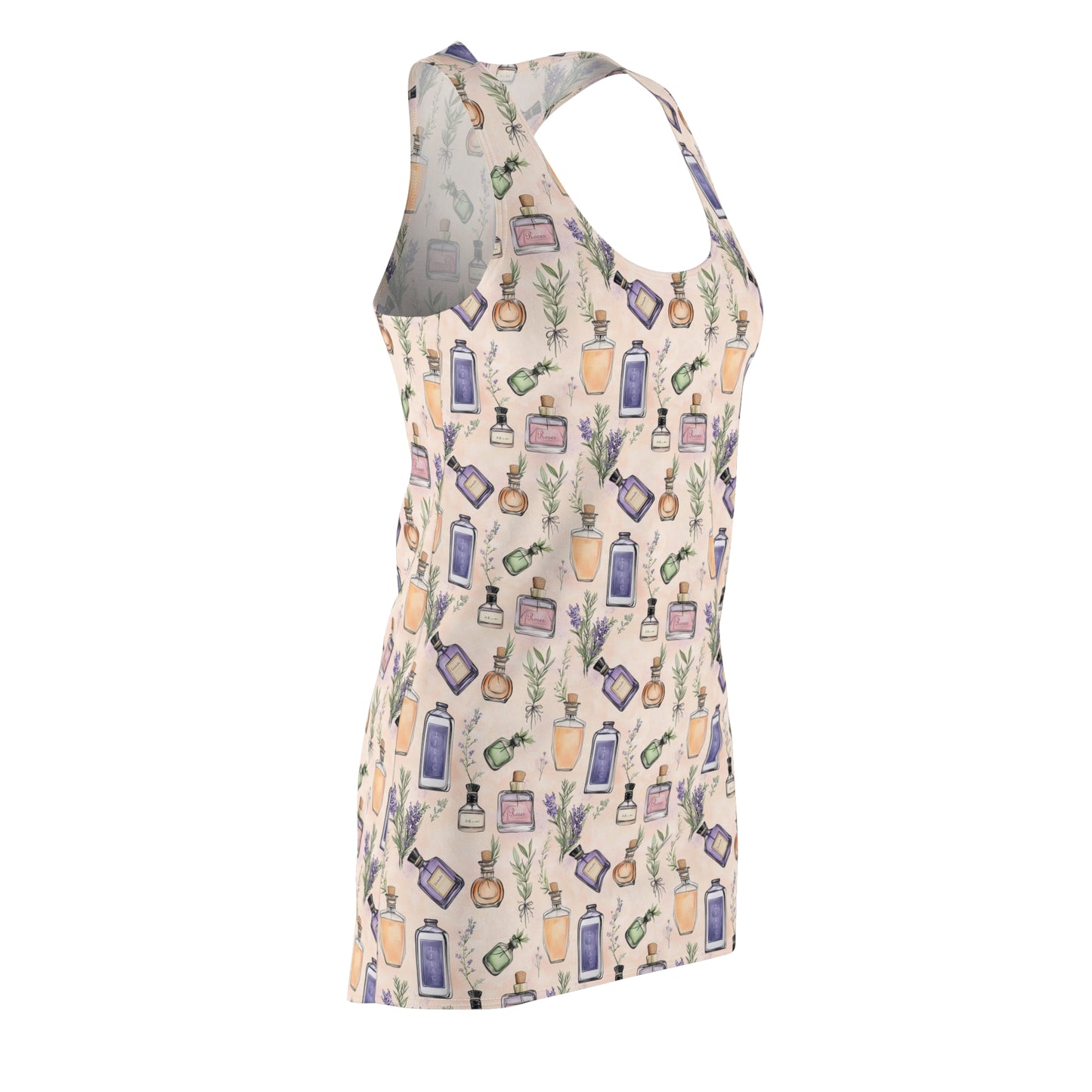 Women's Racerback Dress - Bohemian Floral Vintage Perfume Bottles