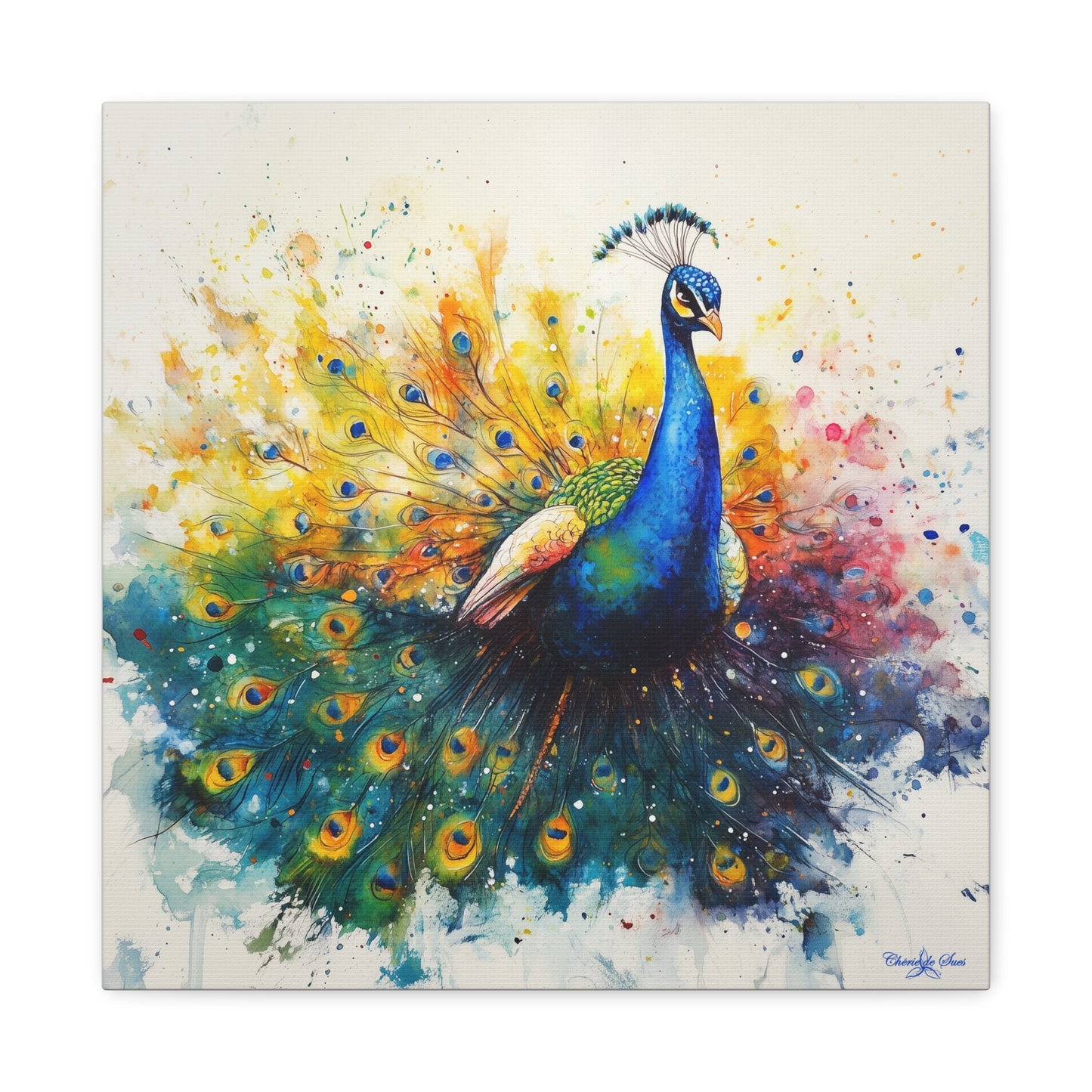 Canvas Art - Elegant Peacock Watercolor