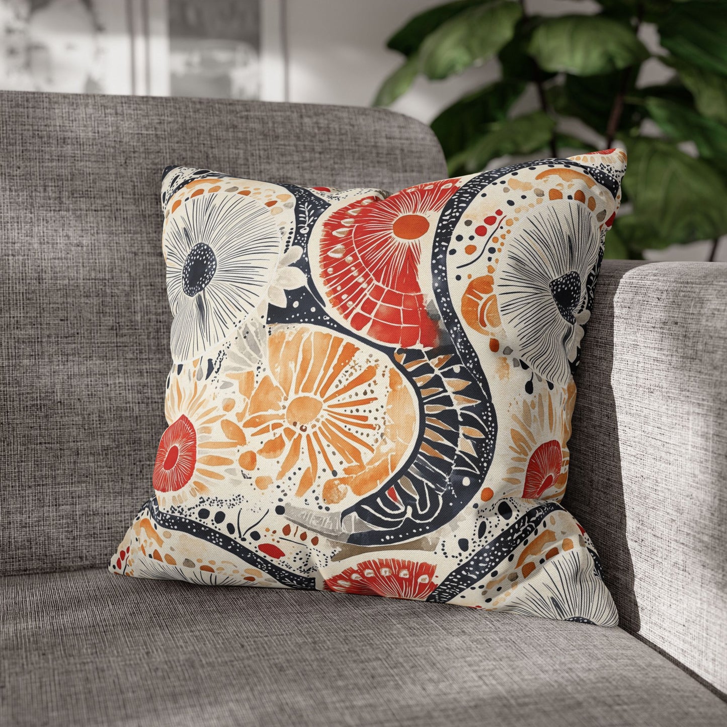 Square Pillow Cover - Boho Mandala Abstract