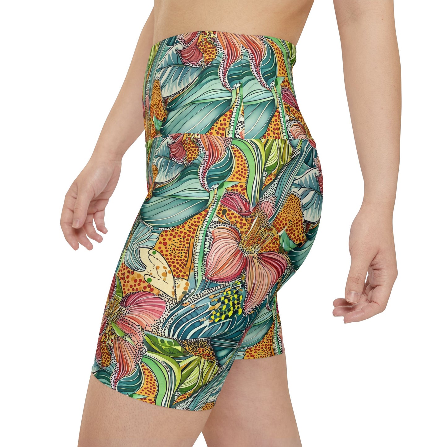 Athletic Shorts - Tropical Irises and Animal Print