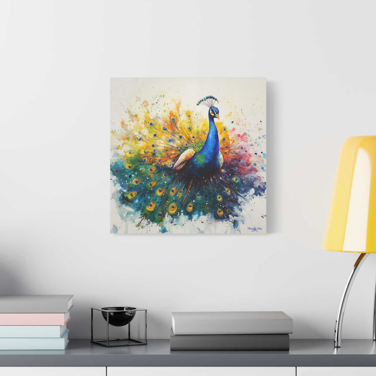 Canvas Art - Elegant Peacock Watercolor