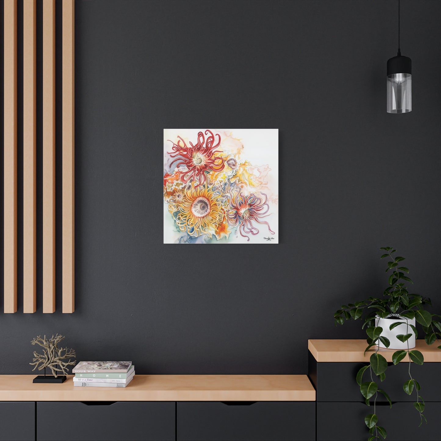Canvas Art - Ocean Sea Anemones Watercolor