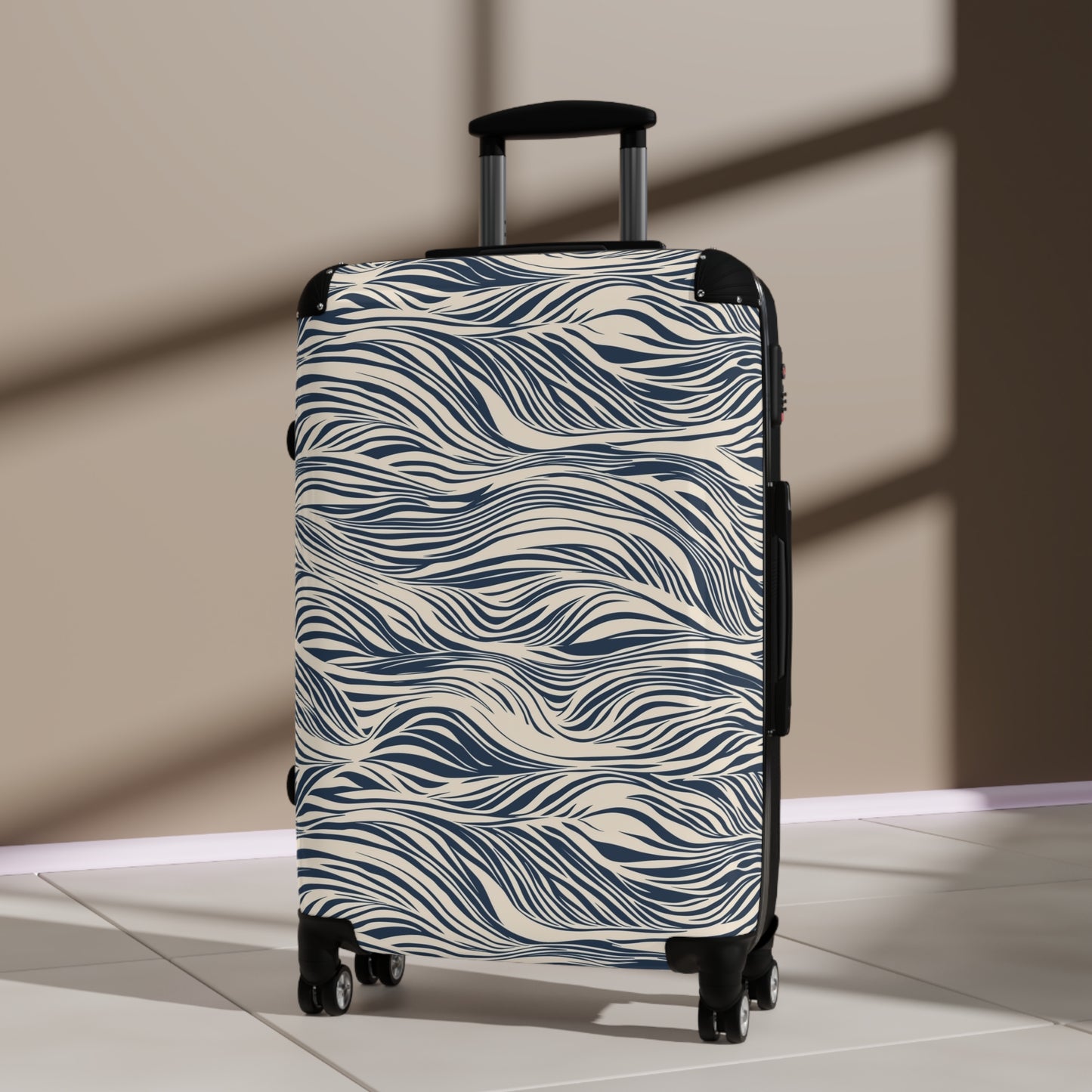 Travel Suitcase - Coastal Navy Wave Pattern