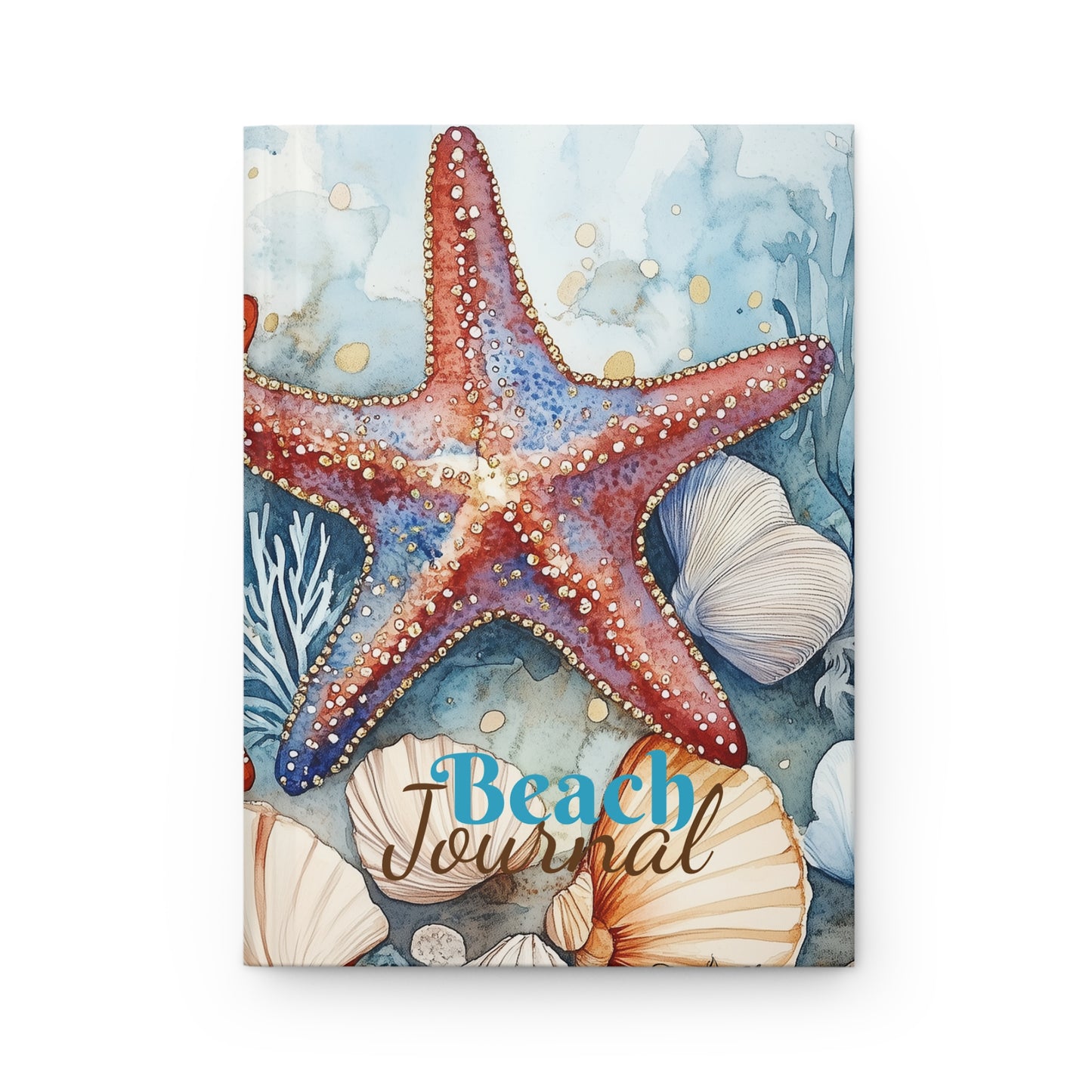 Hardcover Journal - Coastal Beach-Themed Starfish And Seashells