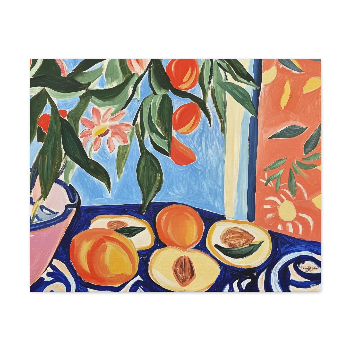 Canvas Art - Flowers And Peaches Still Life