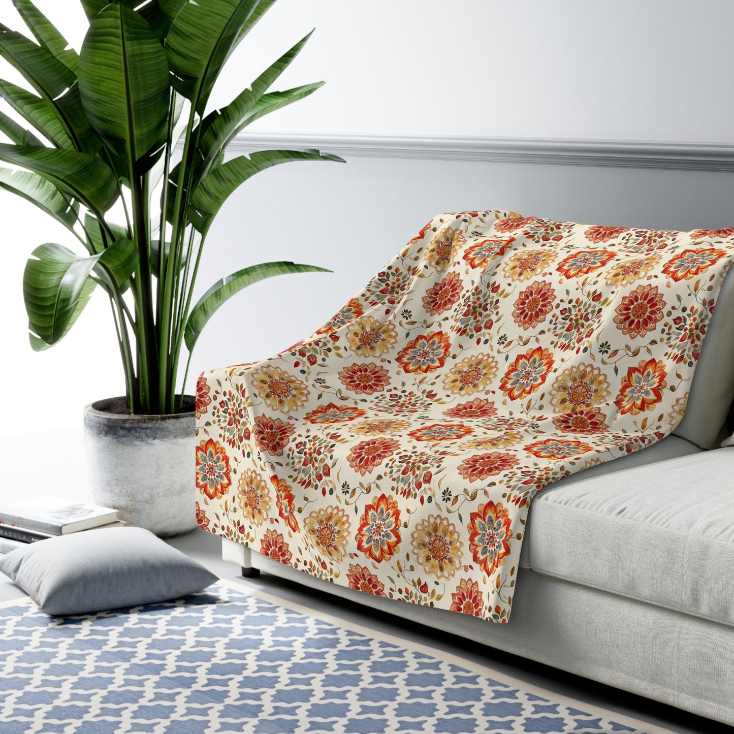 Sherpa Fleece Blanket - Floral Zen Mandalas
