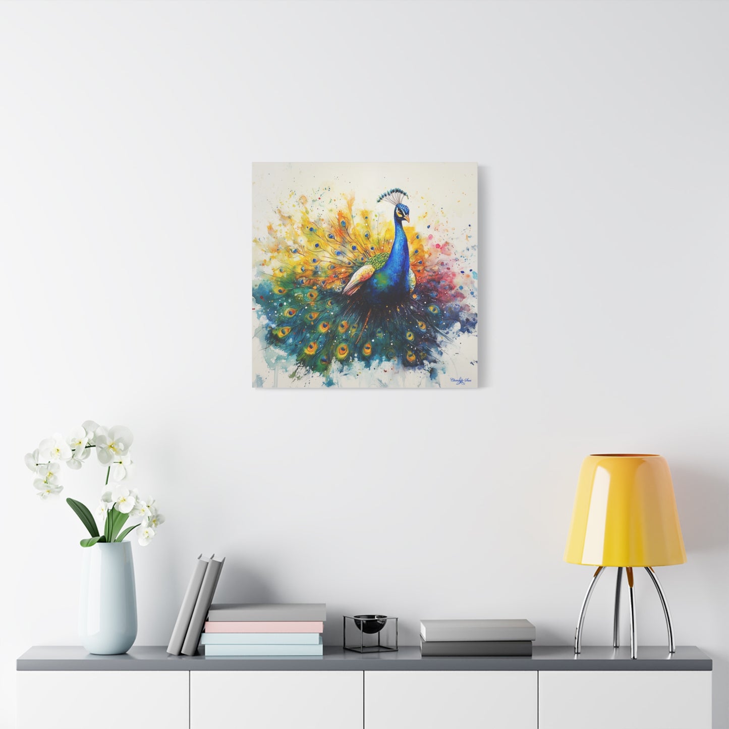 Canvas Art - Elegant Peacock Watercolor