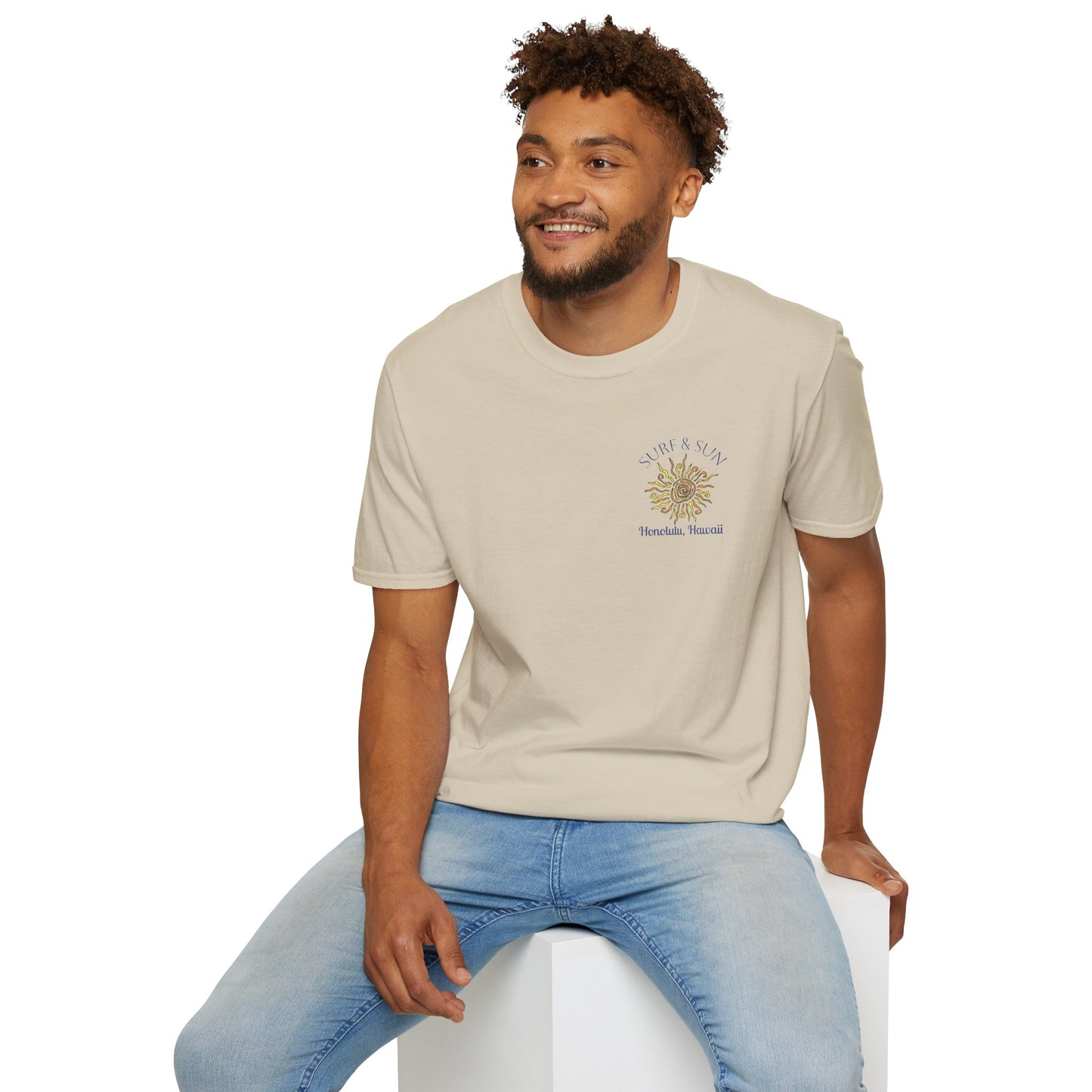 Men's Novelty T-Shirt - Surf & Sun Honolulu Hawaii