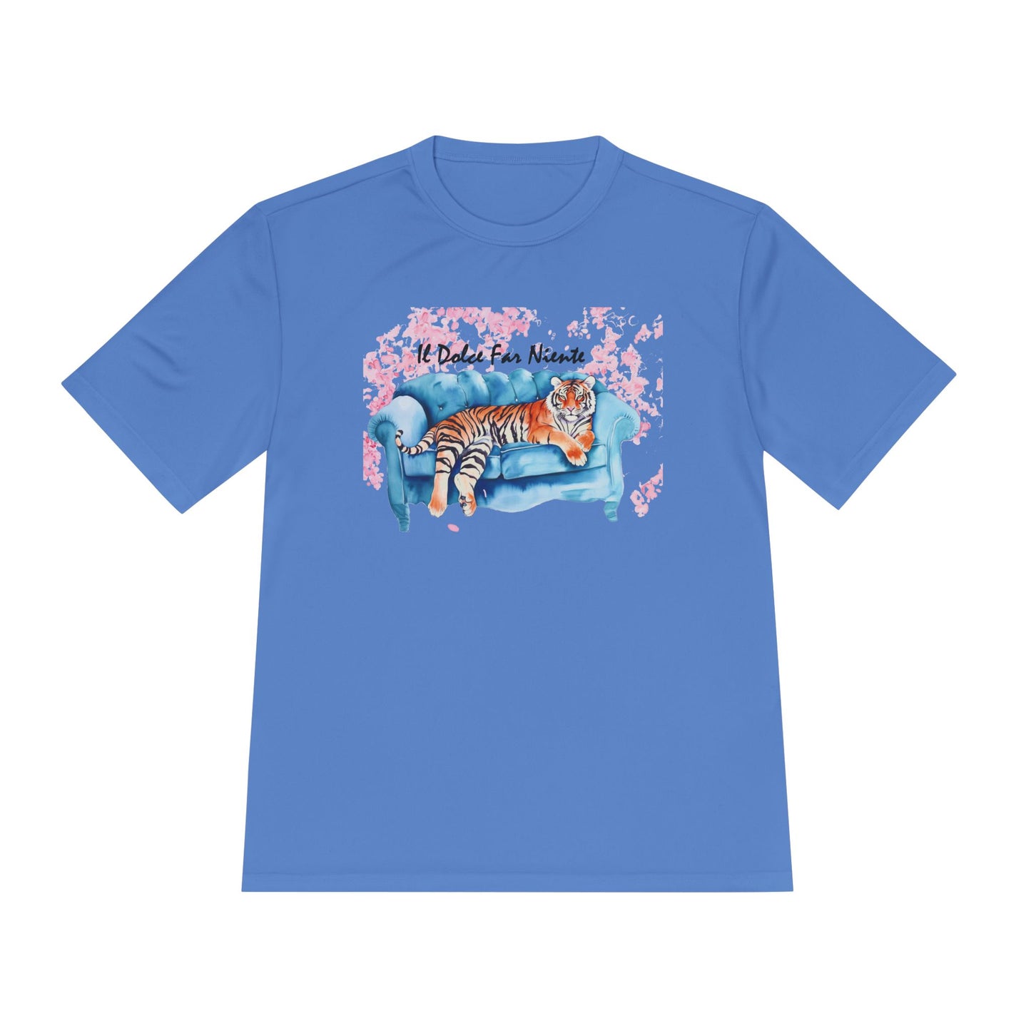 Women's Novelty Tshirt - Watercolor Tiger On Couch il Dolce Far Niente