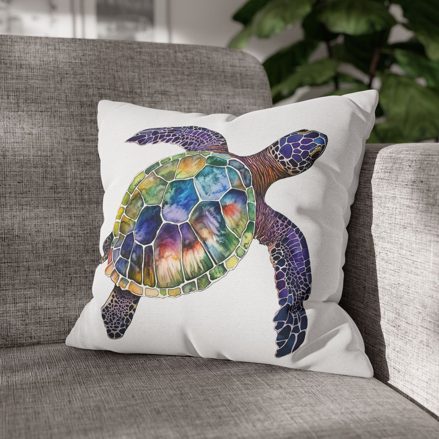 Square Pillow Cover - Ocean-Inspired Sea Turtle for Beach Lovers