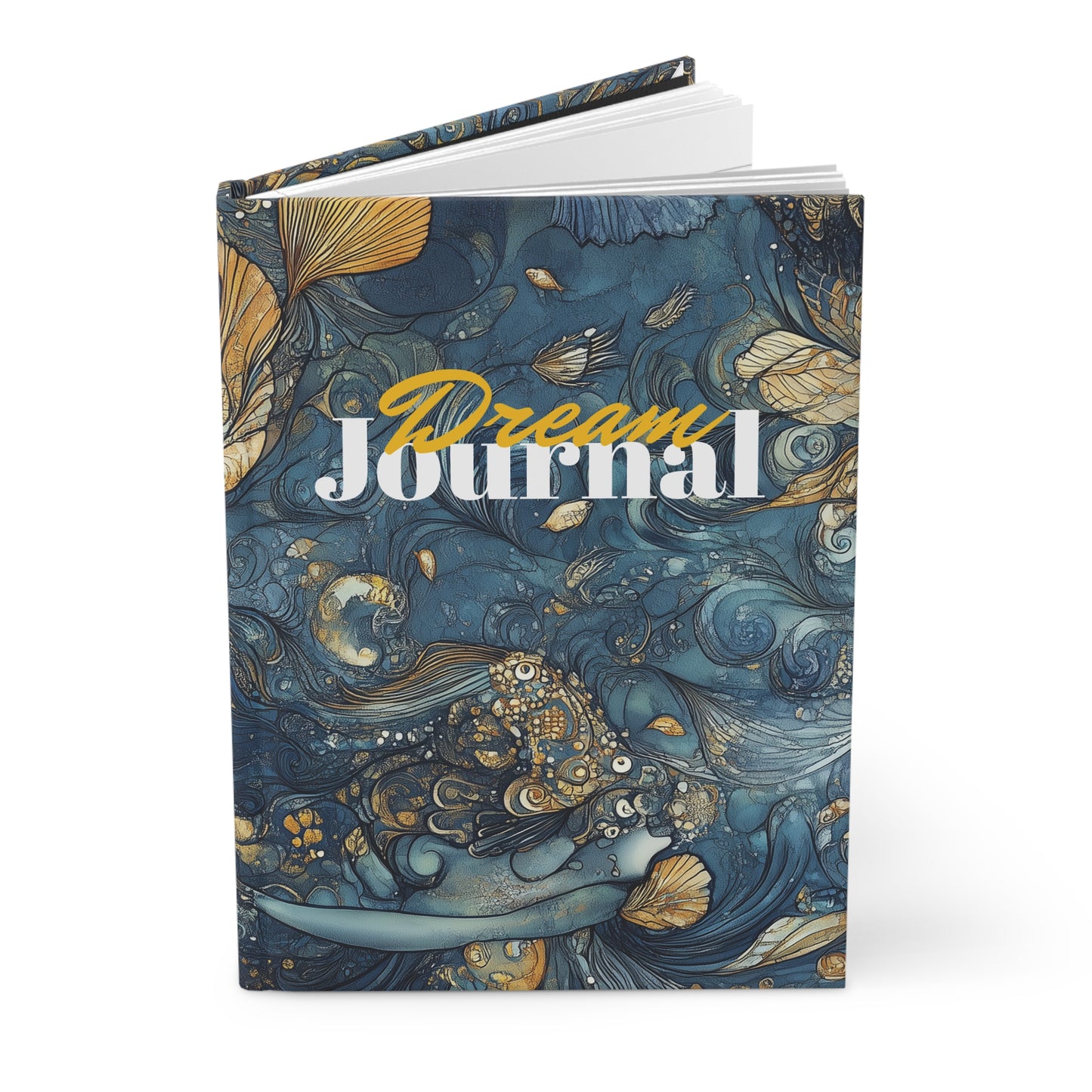 Hardcover Journal - Abstract Ocean Dream Golden Elements