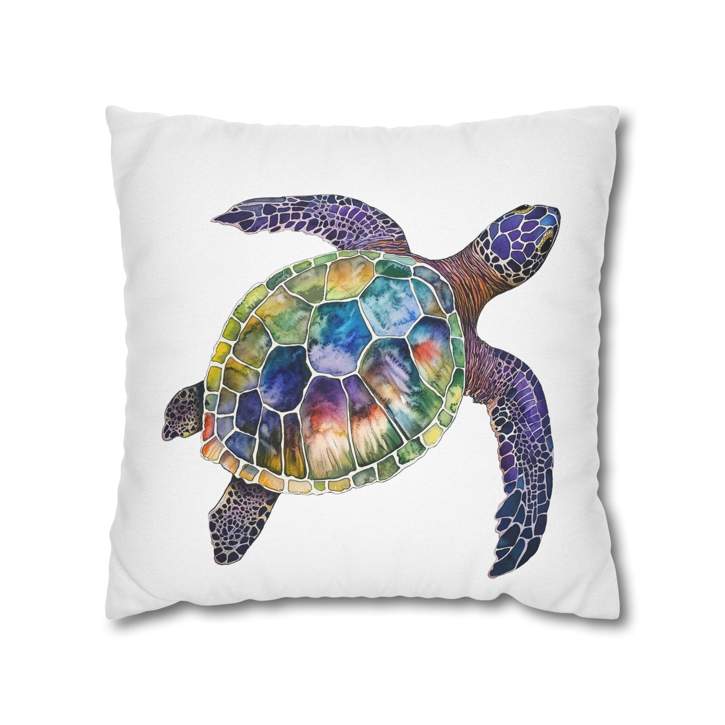 Square Pillow Cover - Ocean-Inspired Sea Turtle for Beach Lovers