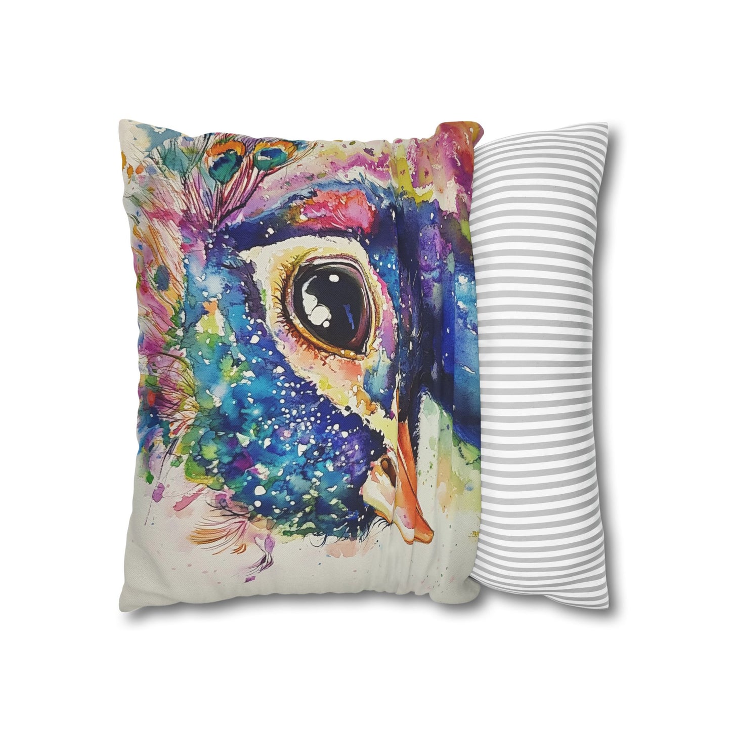 Print Pillowcase - Baby Peacock In Colorful Watercolors