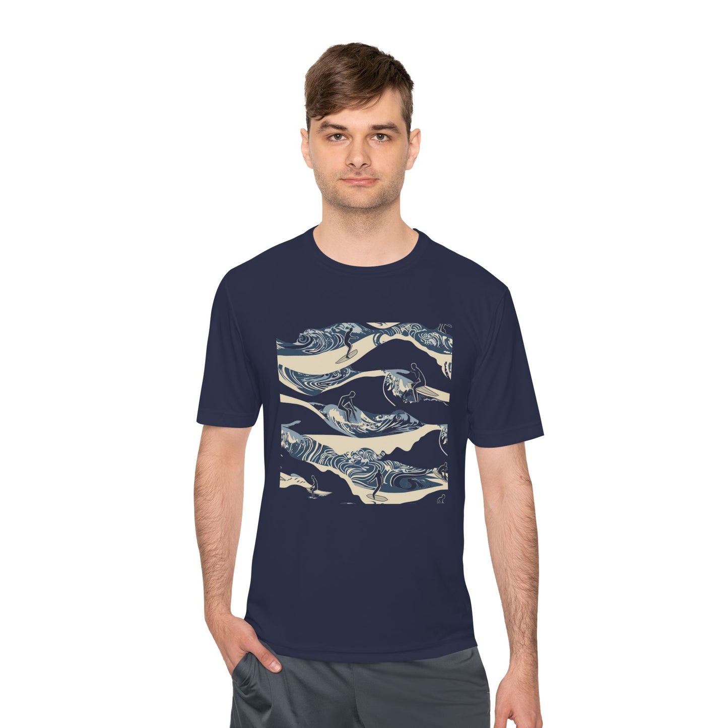 Men's Novelty Tshirt - Moonlit Hawaiian Wave Surfers