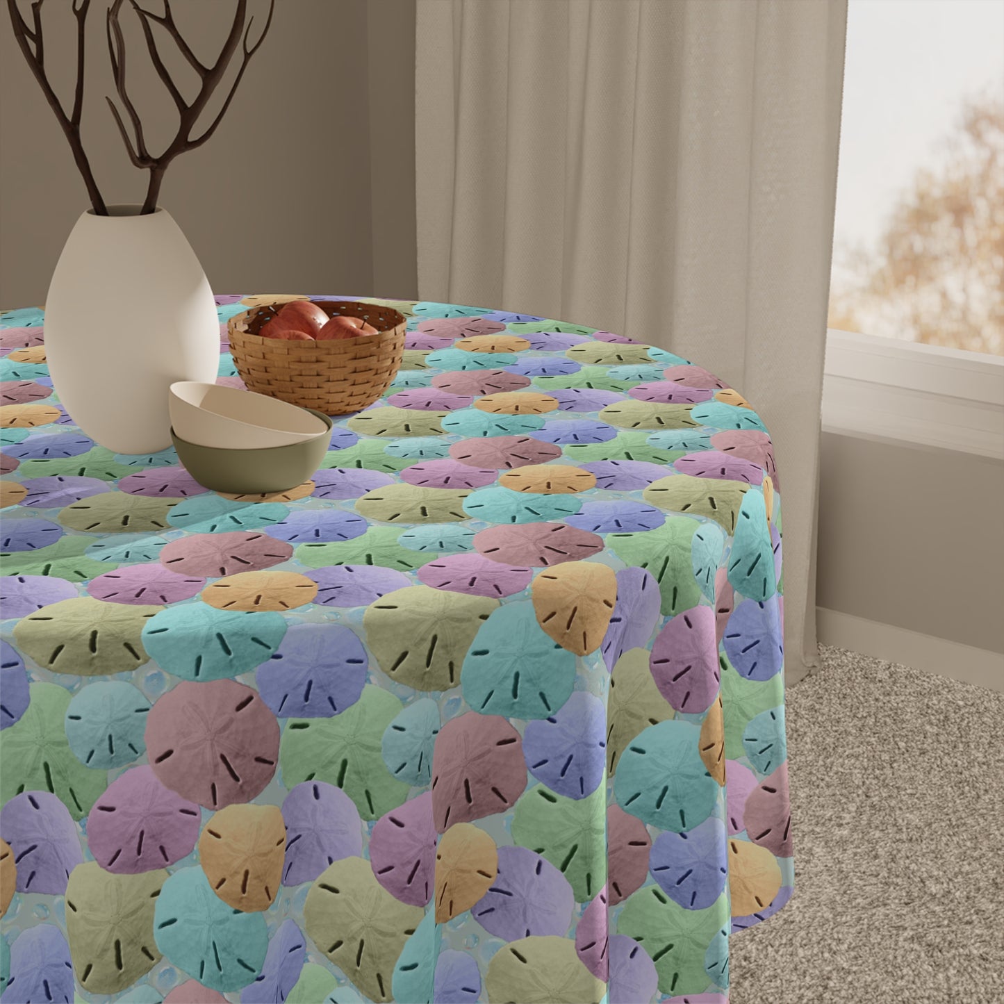 Square Tablecloth - Colorful Beach Sand Dollar Seashells