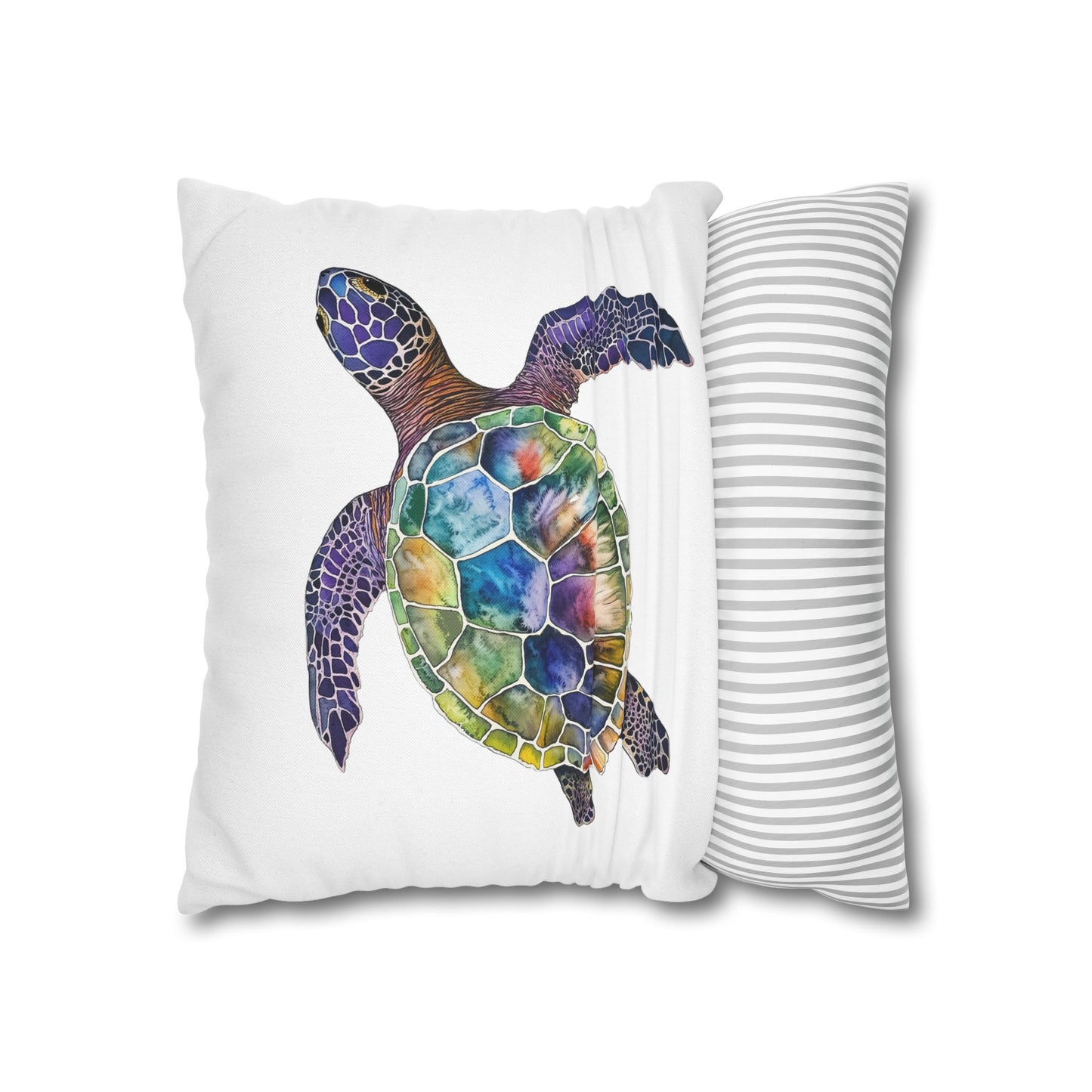 Square Pillow Cover - Ocean-Inspired Sea Turtle for Beach Lovers