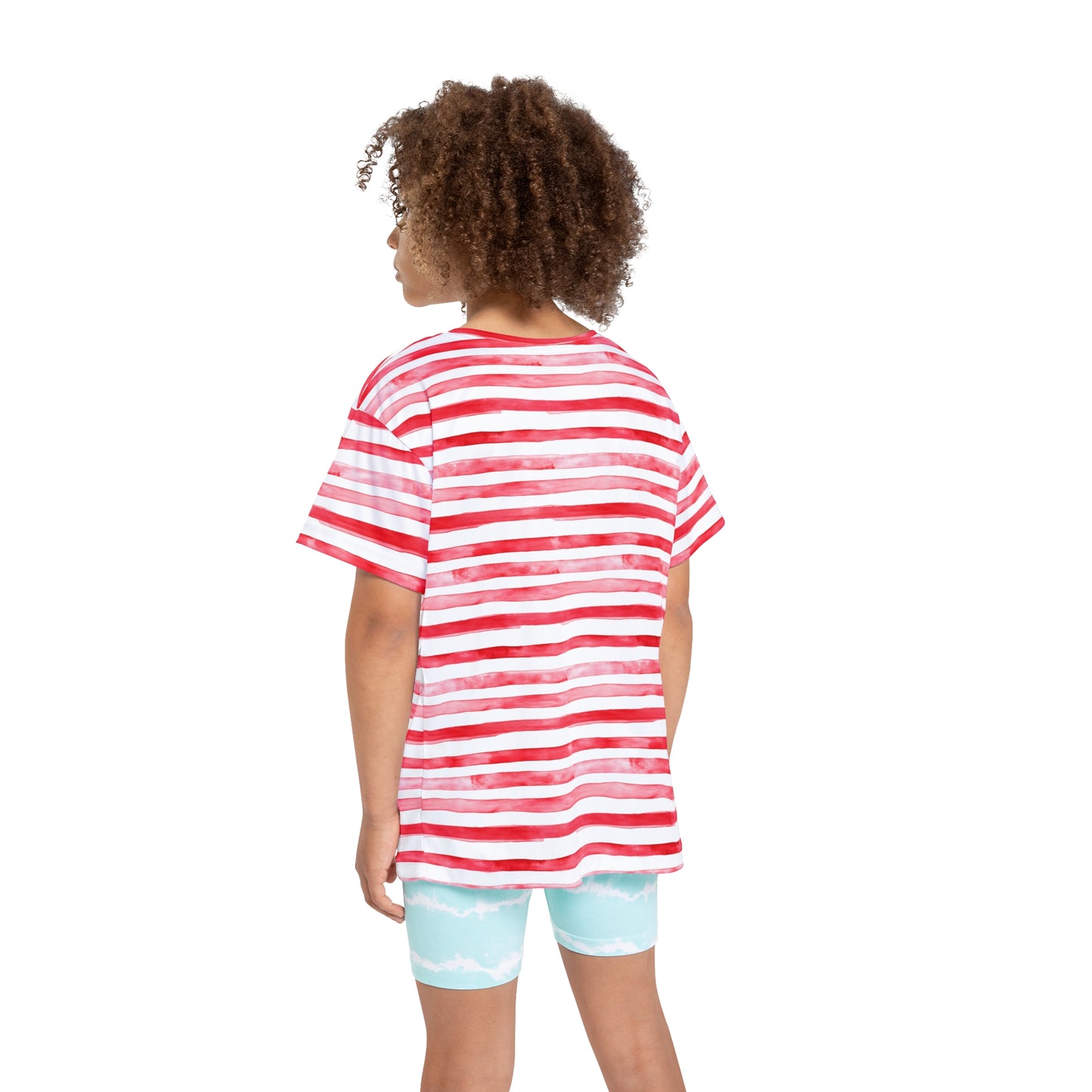 Kids Tshirt Red And White Watercolor Stripes