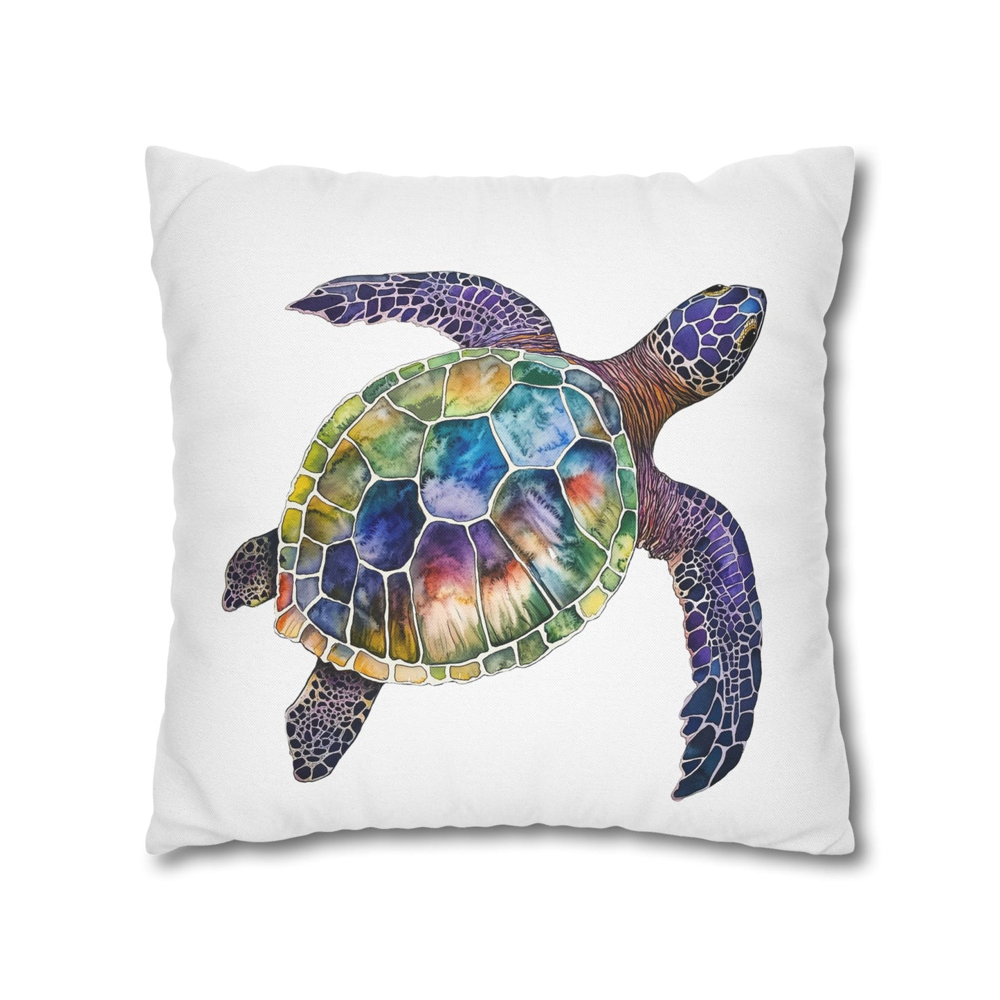 Square Pillow Cover - Ocean-Inspired Sea Turtle for Beach Lovers