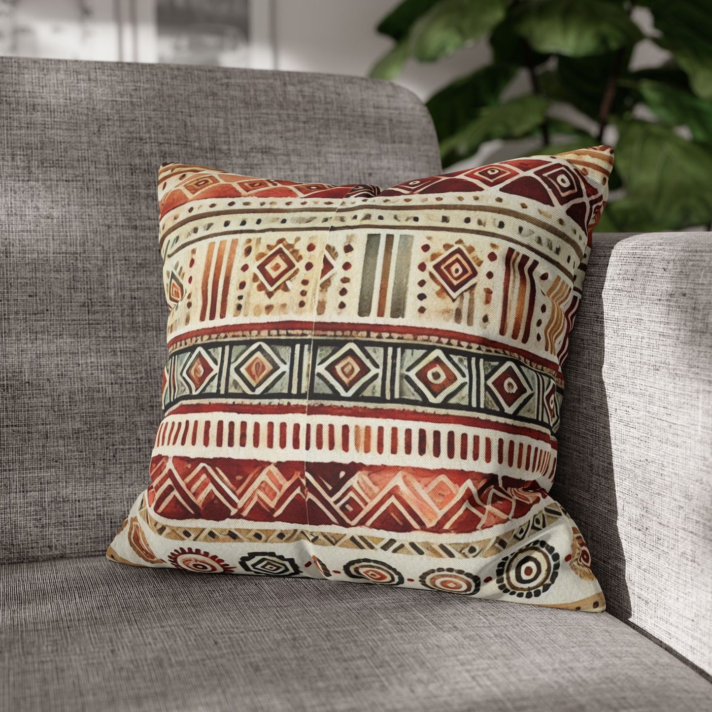 Square Pillow Cover - Bohemian Batik Tribal Pattern