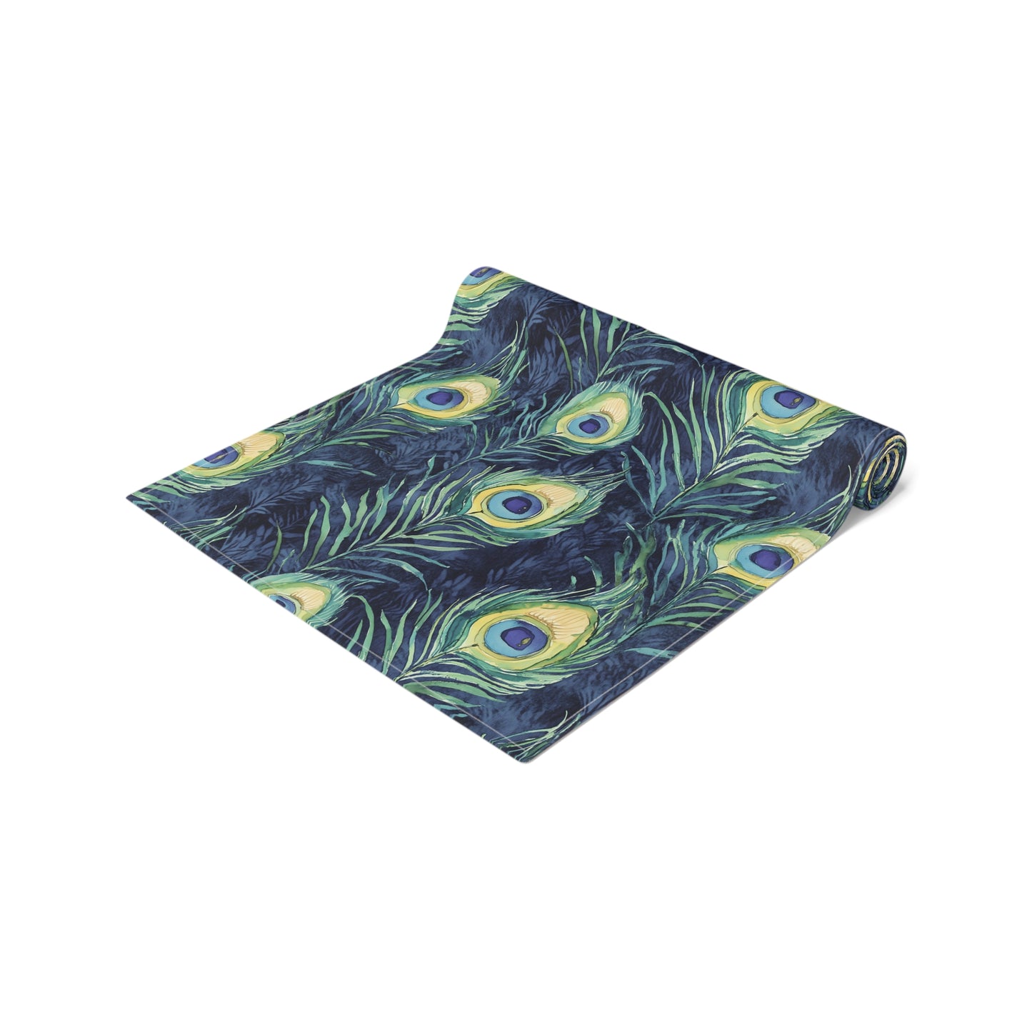 Table Runner - Elegant Peacock Feathers