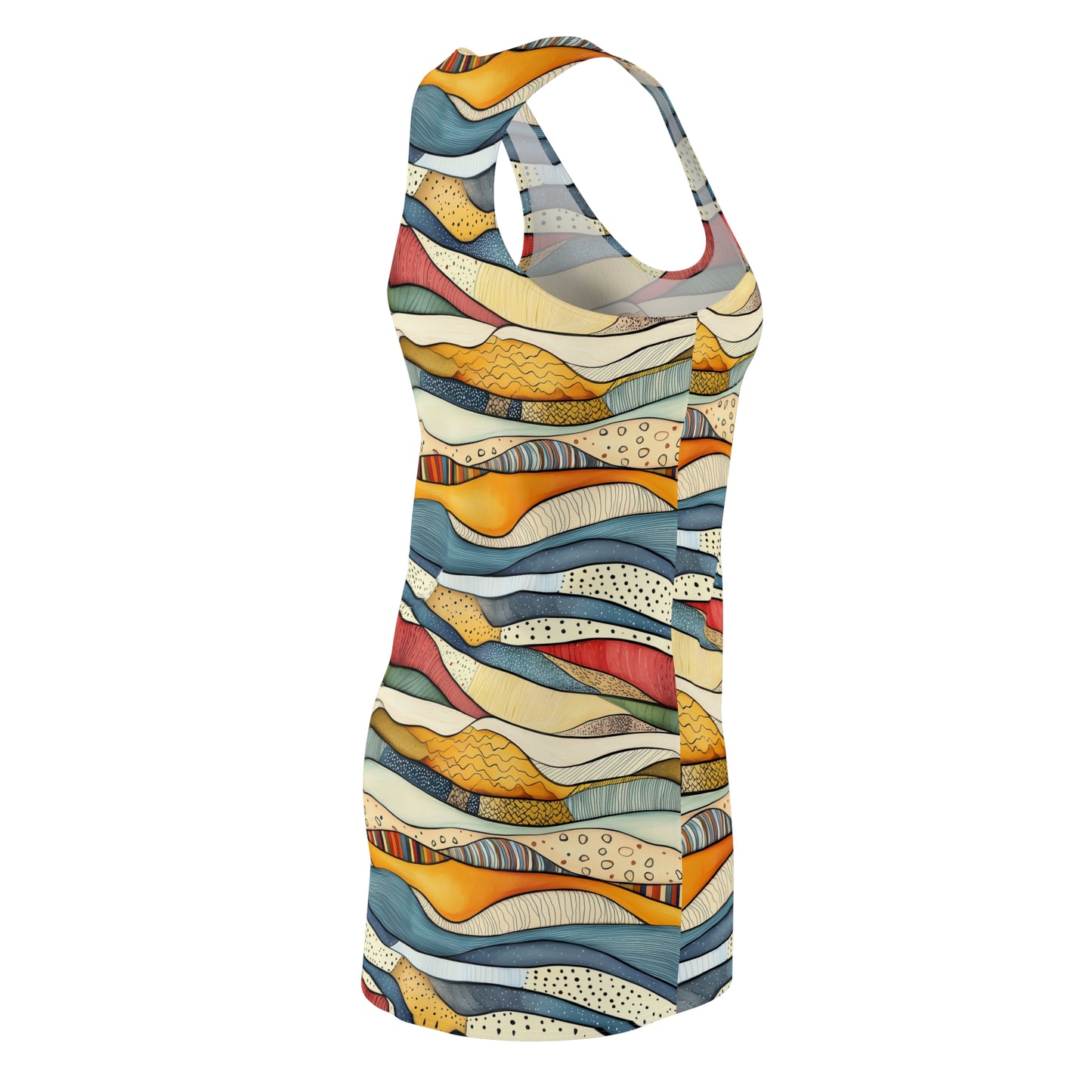 Racerback Dress - Bohemian Colorful And Decorative Wavy Hills