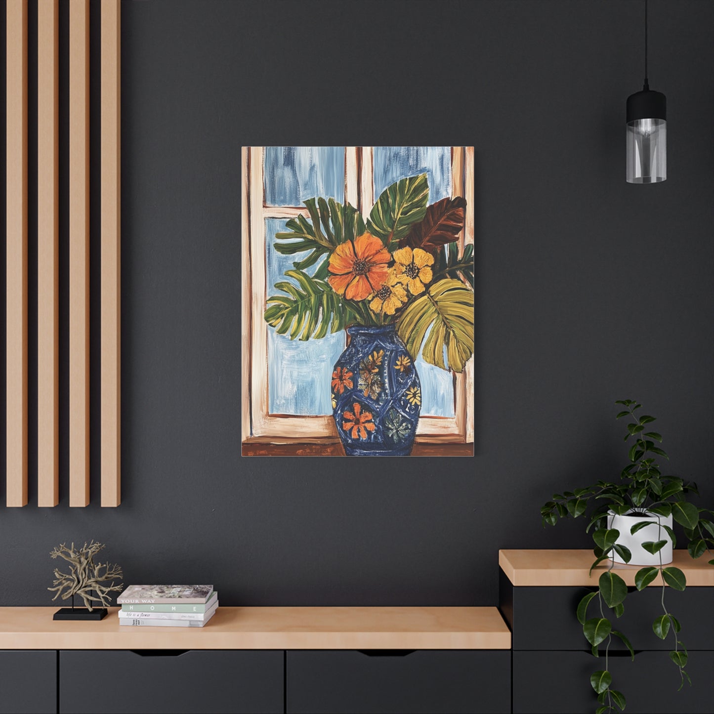 Canvas Art - Vibrant Tropical Island Floral Bouquet