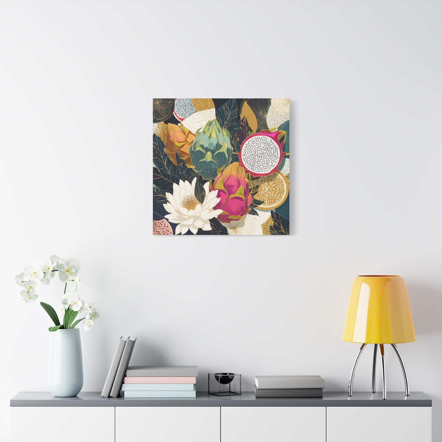 Canvas Art - Autumn Textured Harvest Dragonfruit Floral
