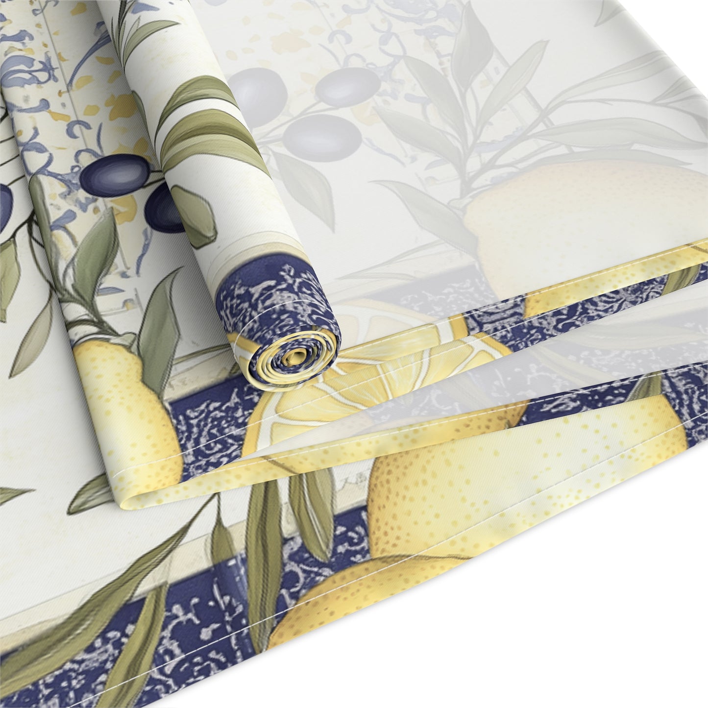 Table Runner - Cotton Mediterranean Tuscun Lemon & Olive Design