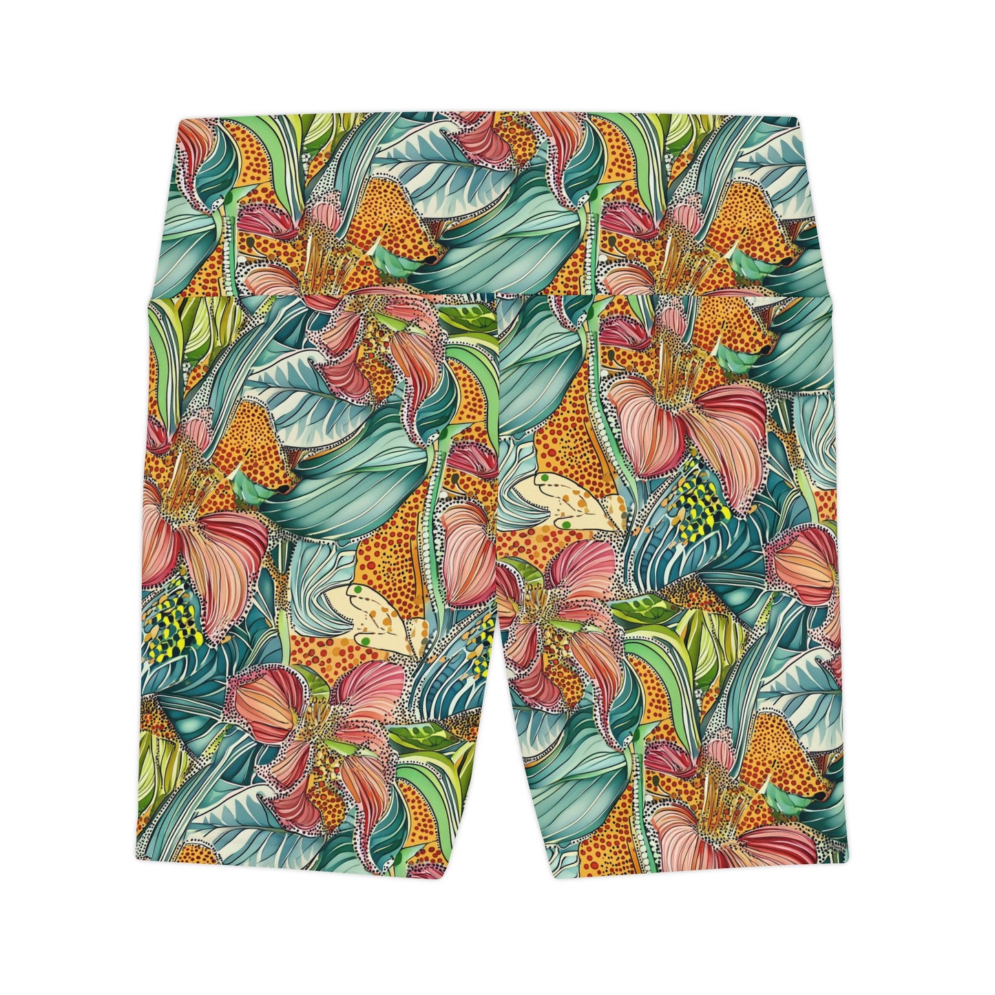 Athletic Shorts - Tropical Irises and Animal Print