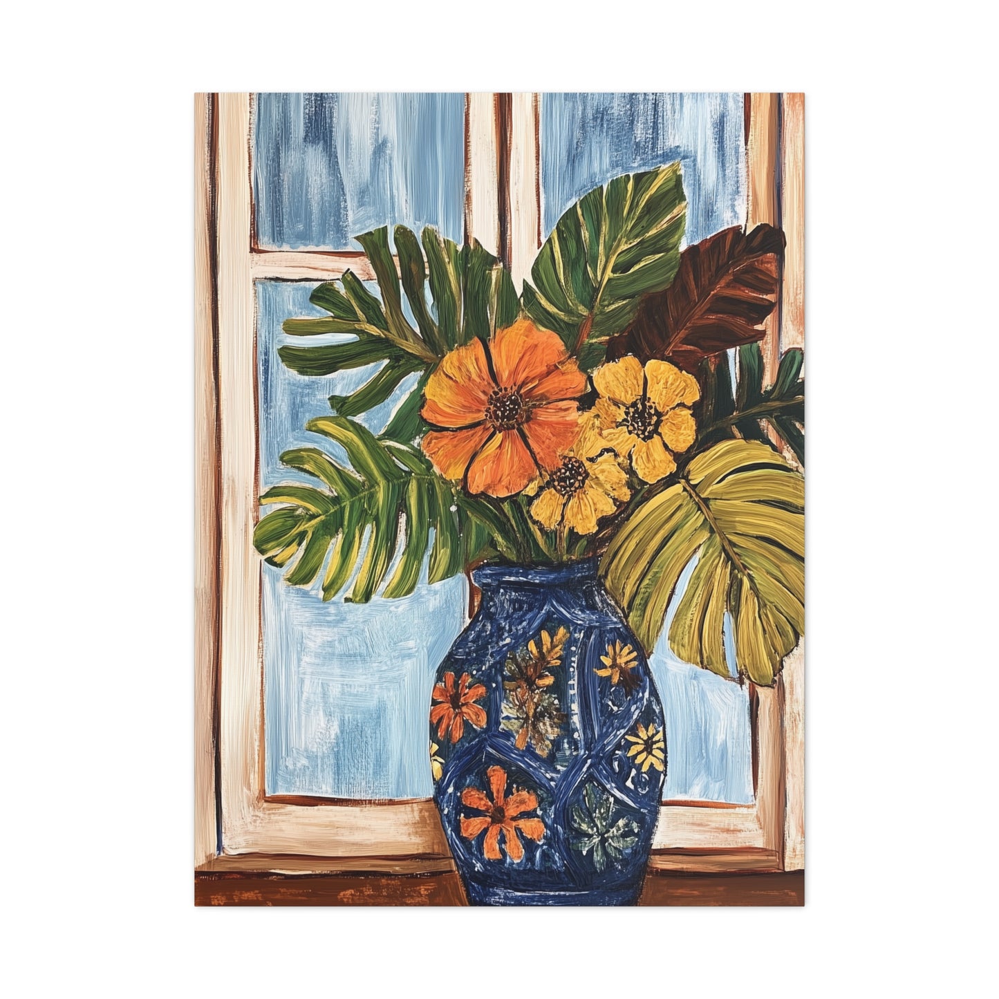Canvas Art - Vibrant Tropical Island Floral Bouquet