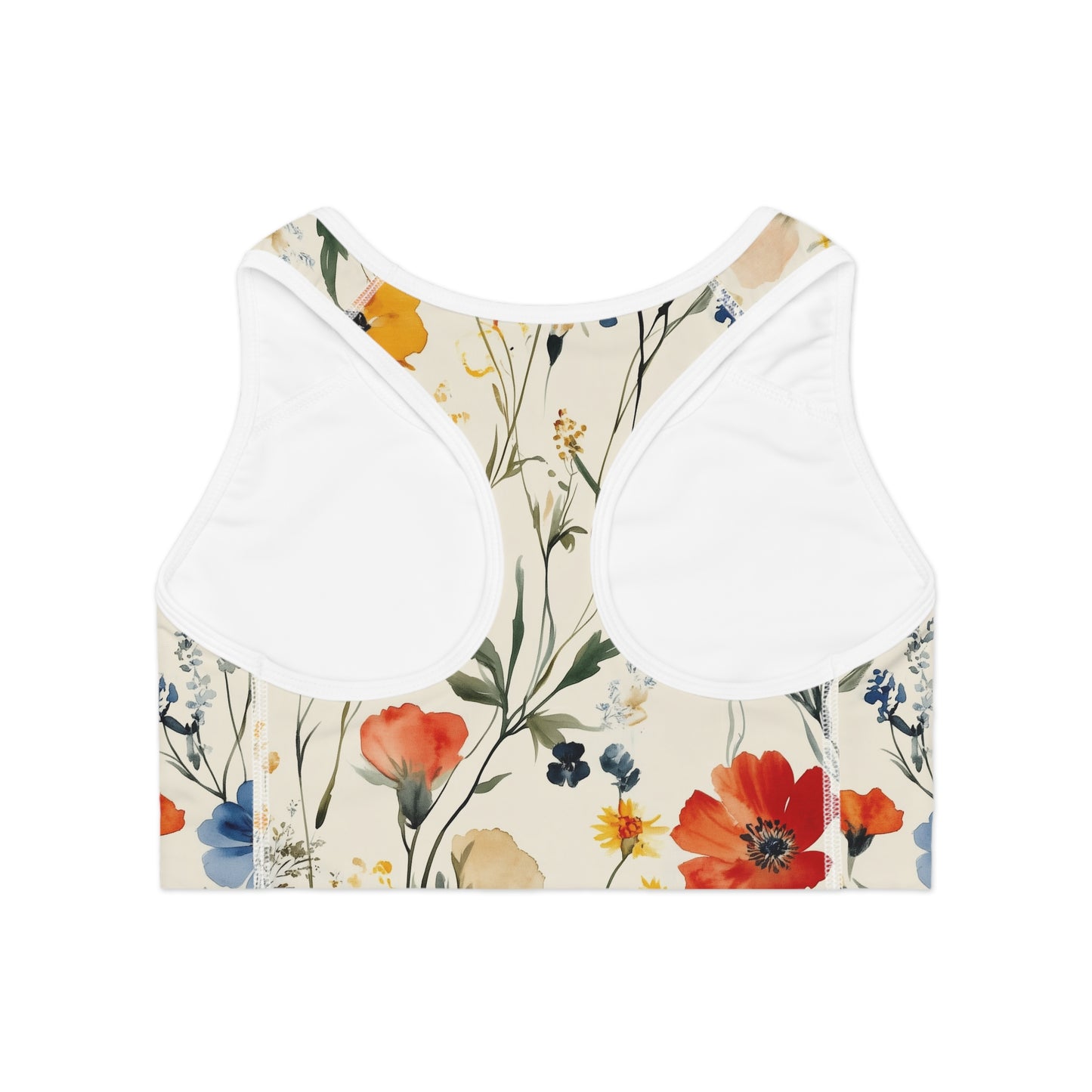 Sports Bra - Watercolor Boho Wildflowers On Cream