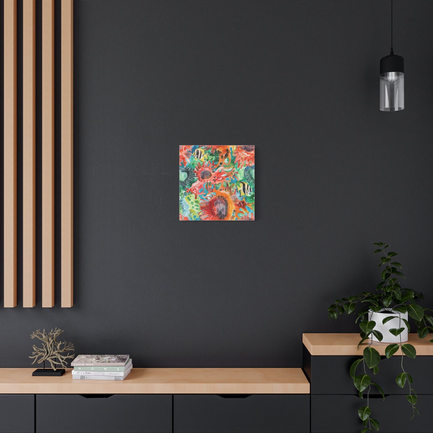 Canvas Art - Vibrant Coral Reef Sea Anemones And Angel Fish