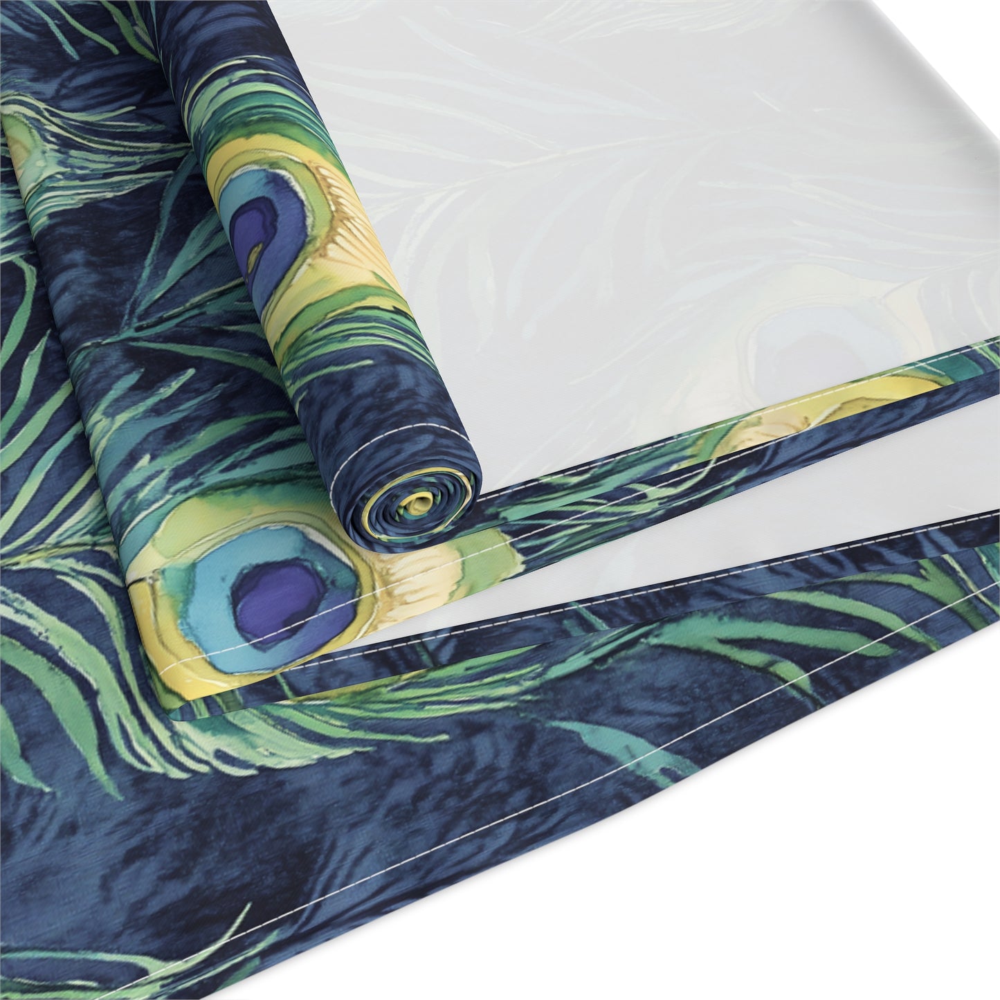 Table Runner - Elegant Peacock Feathers