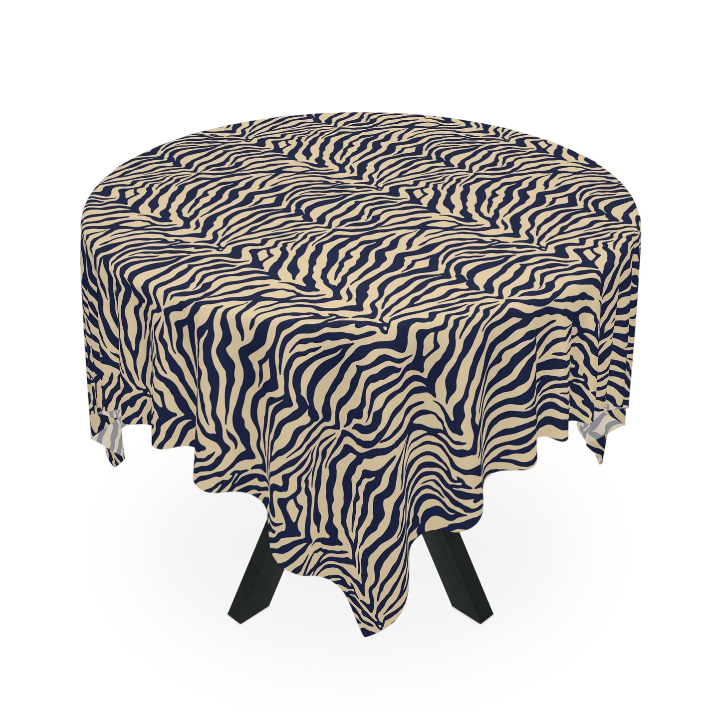 Square Tablecloth - Zebra Tan & Navy Print