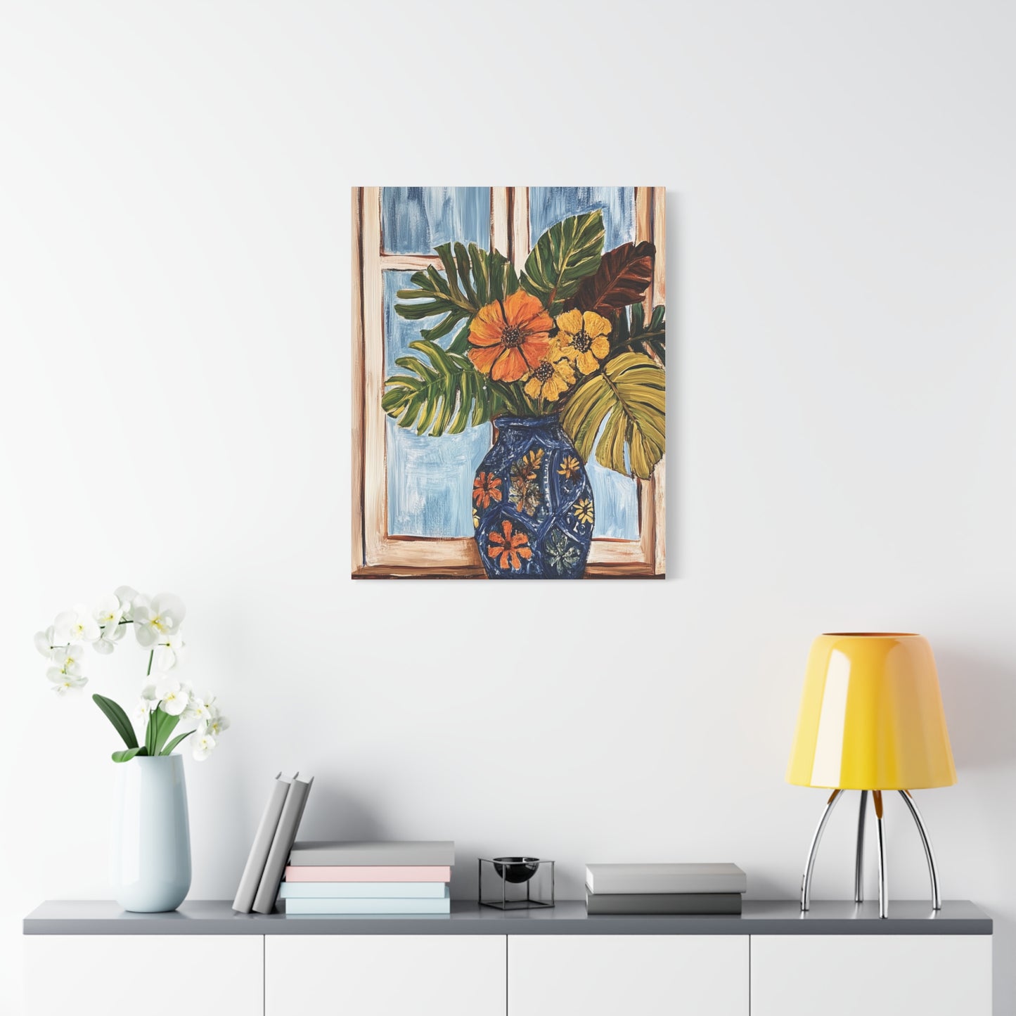 Canvas Art - Vibrant Tropical Island Floral Bouquet