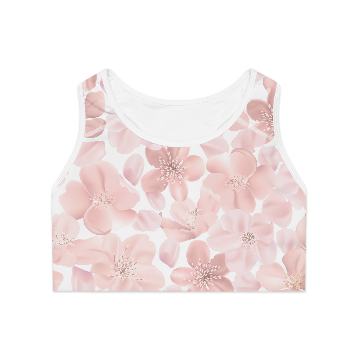 Floral Sports Bra - Pink Blossom Design for Active Women