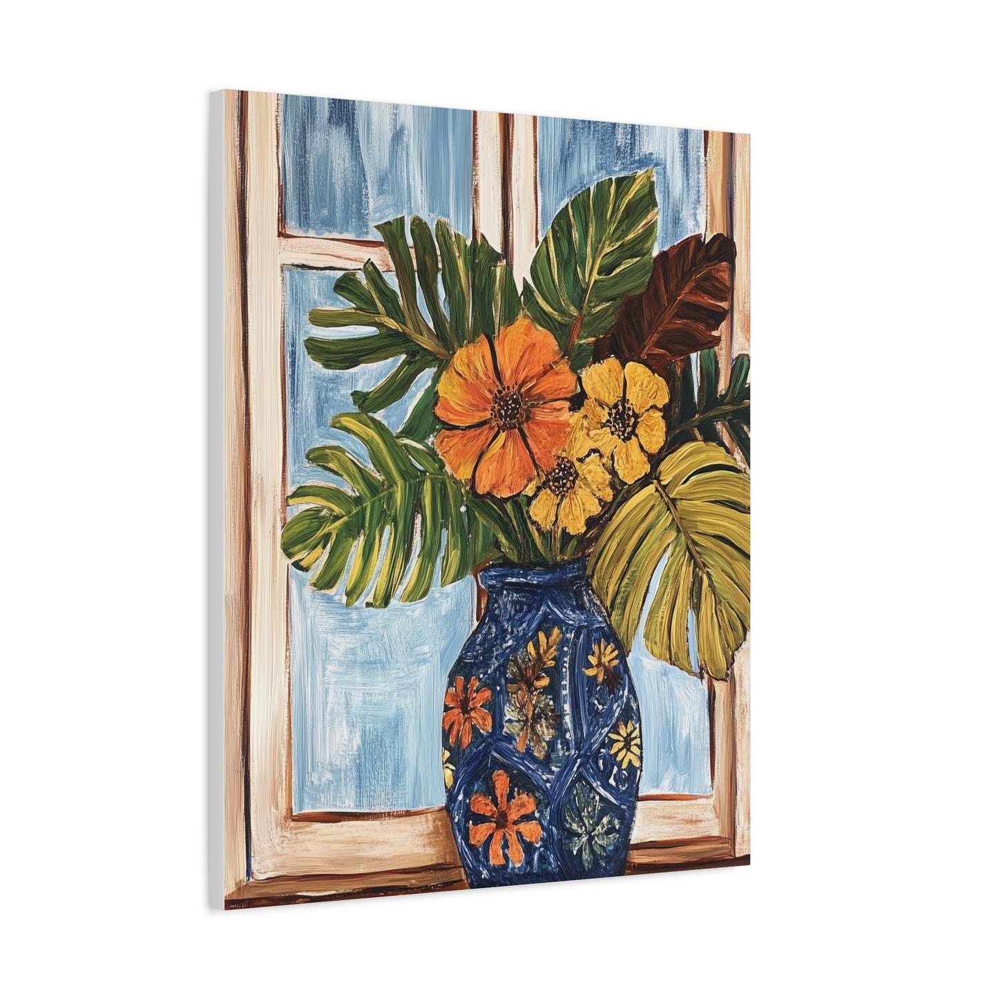 Canvas Art - Vibrant Tropical Island Floral Bouquet