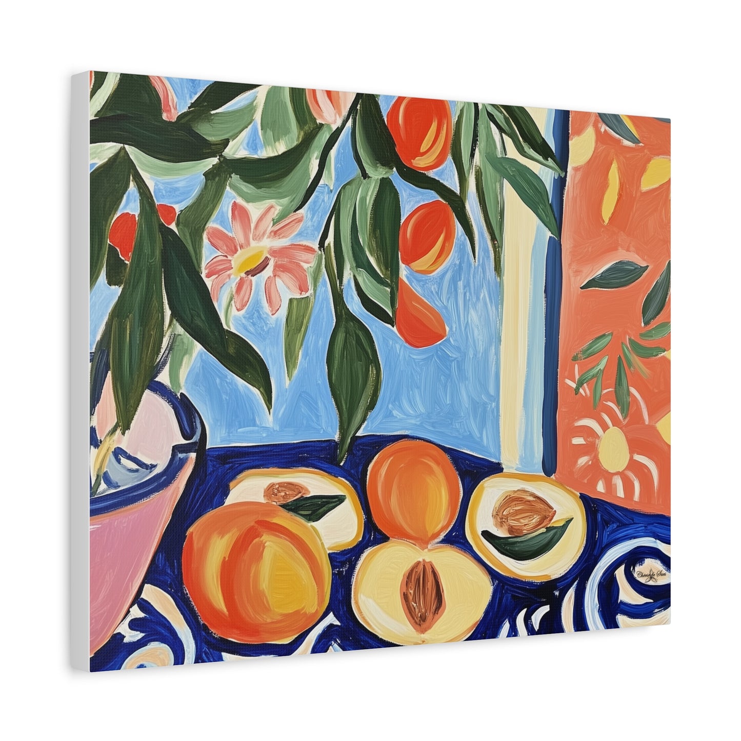 Canvas Art - Flowers And Peaches Still Life