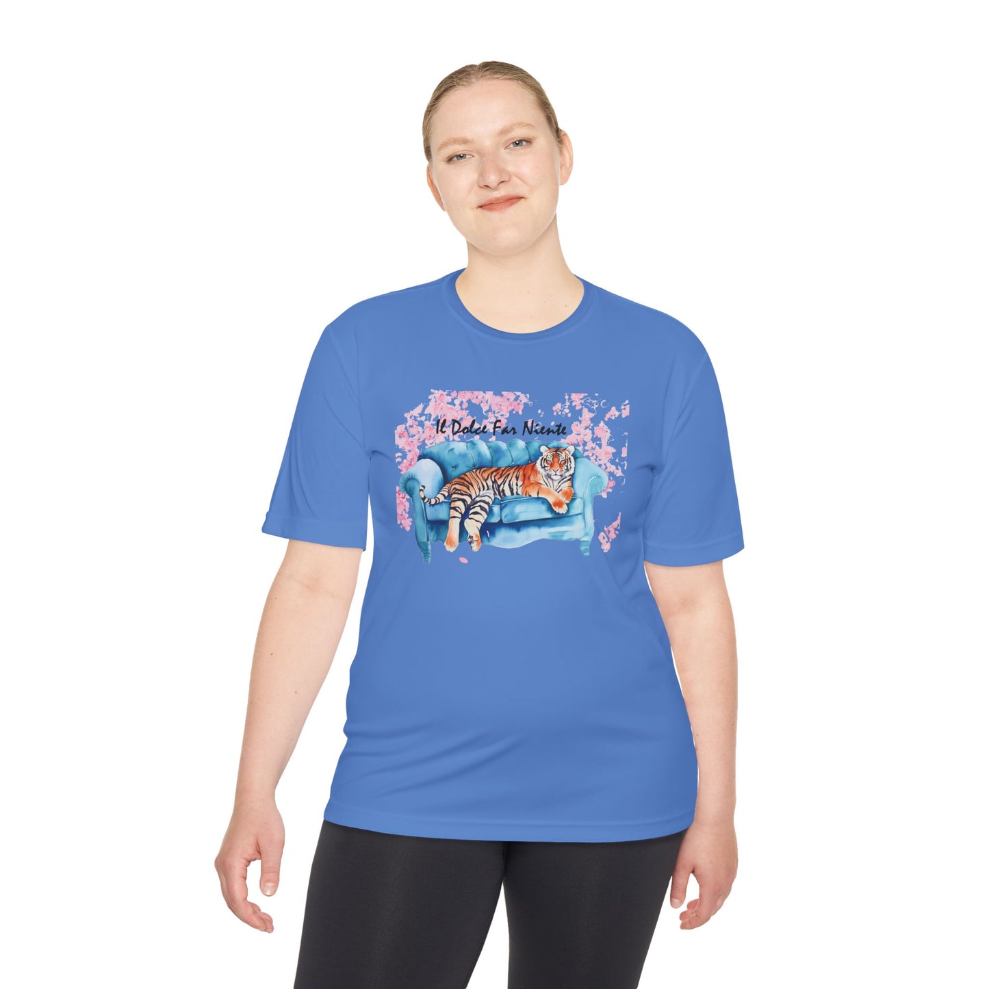Women's Novelty Tshirt - Watercolor Tiger On Couch il Dolce Far Niente