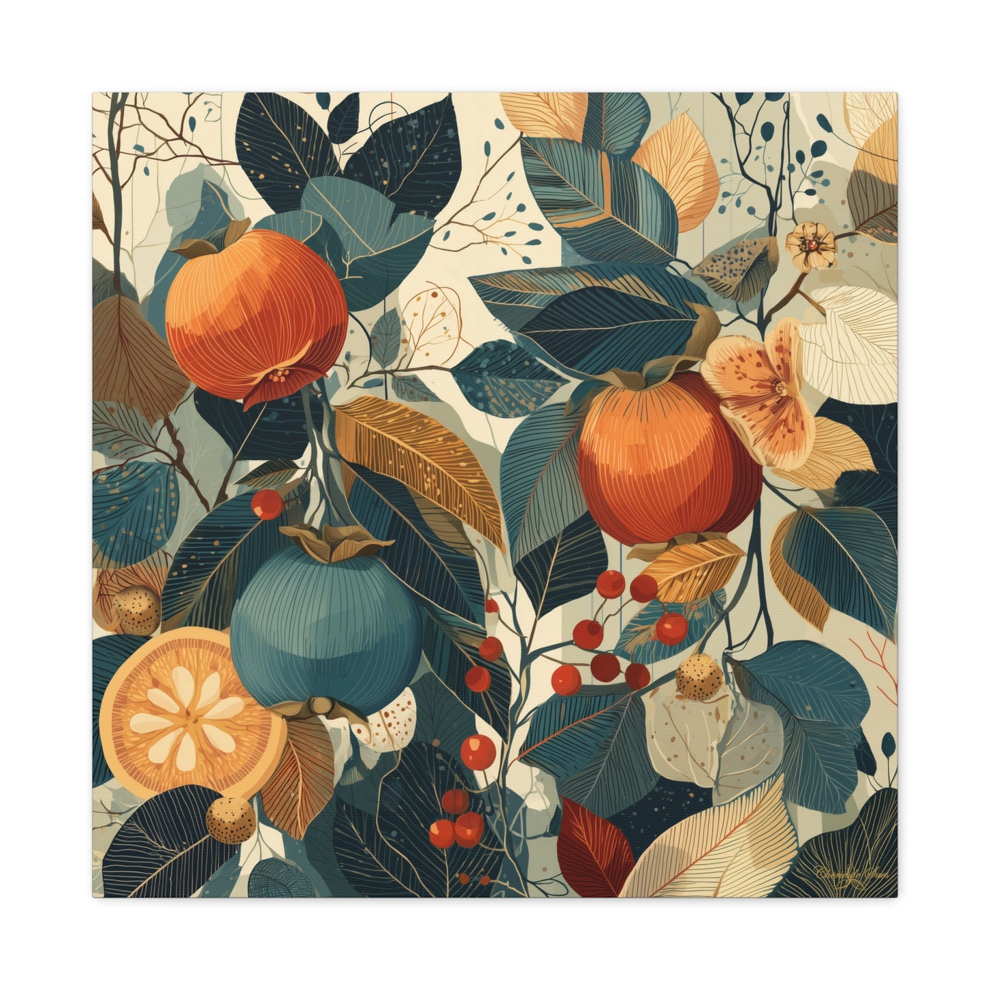 Canvas Art - Autumn Harvest Persimmons Fruit