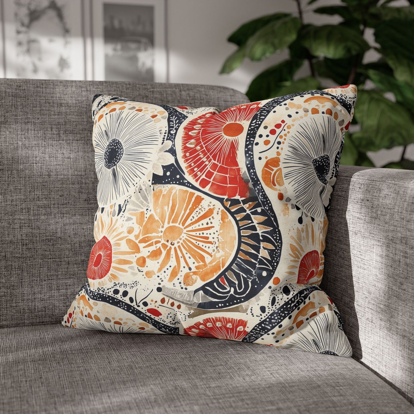 Square Pillow Cover - Boho Mandala Abstract