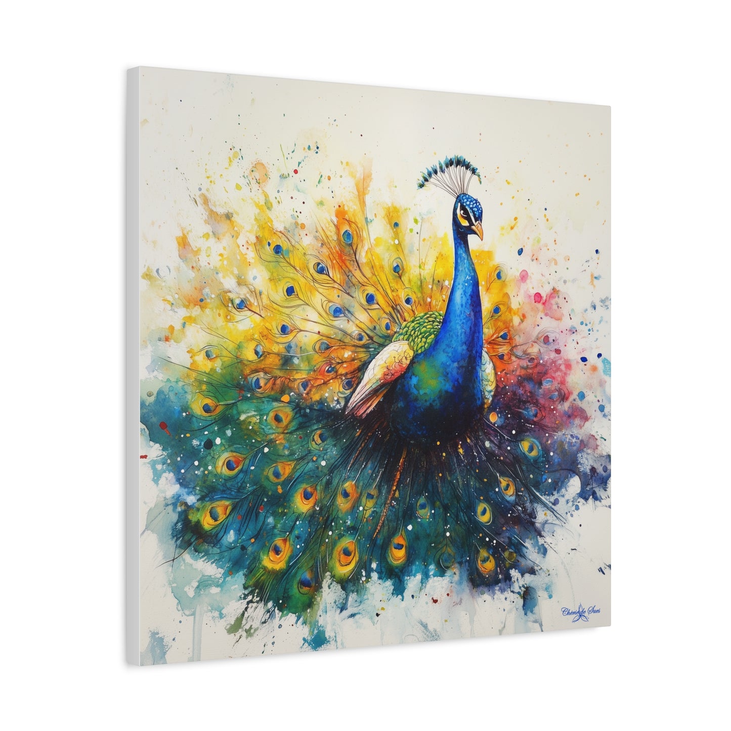 Canvas Art - Elegant Peacock Watercolor