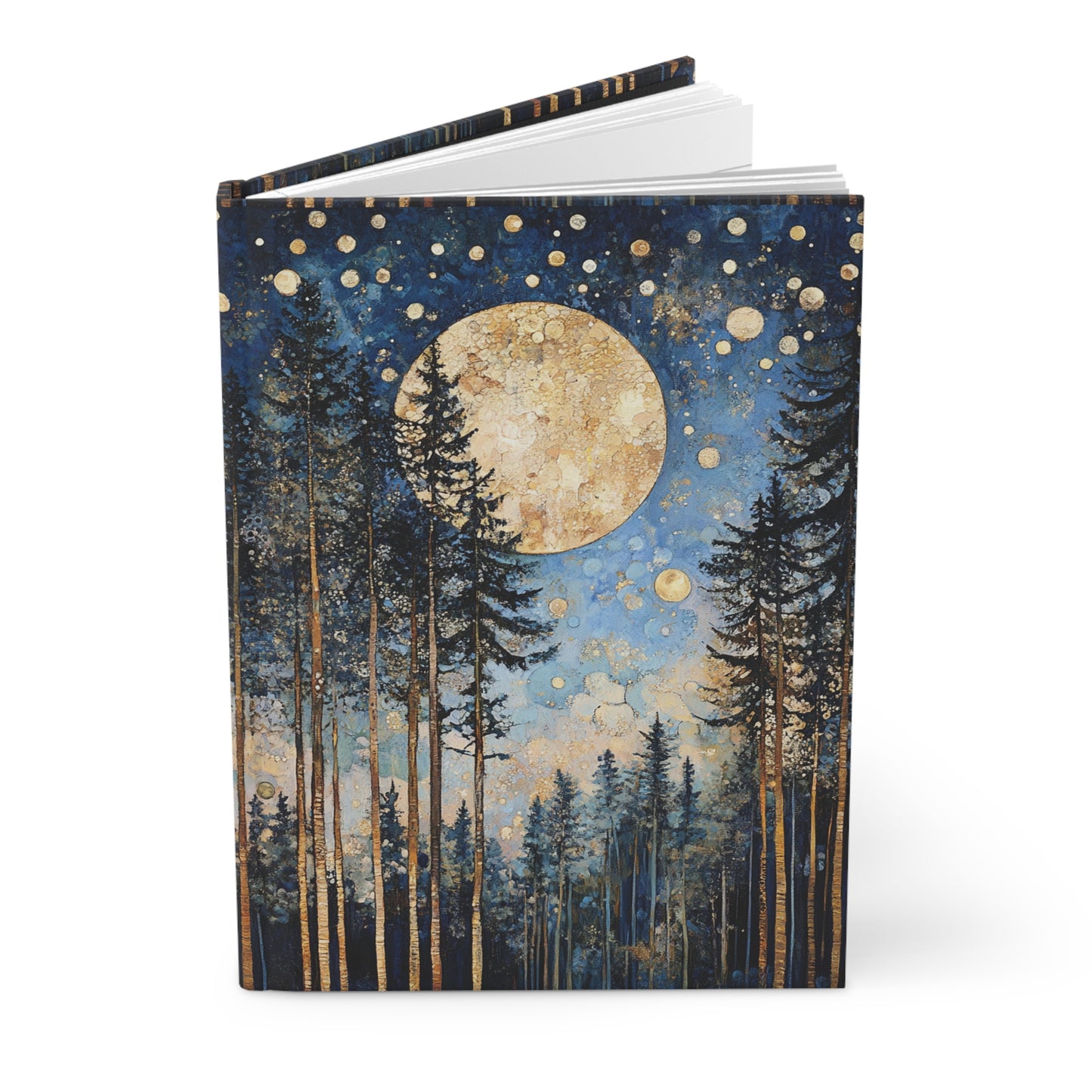 Hardcover Journal - Serene Moonlit And Starry Forest