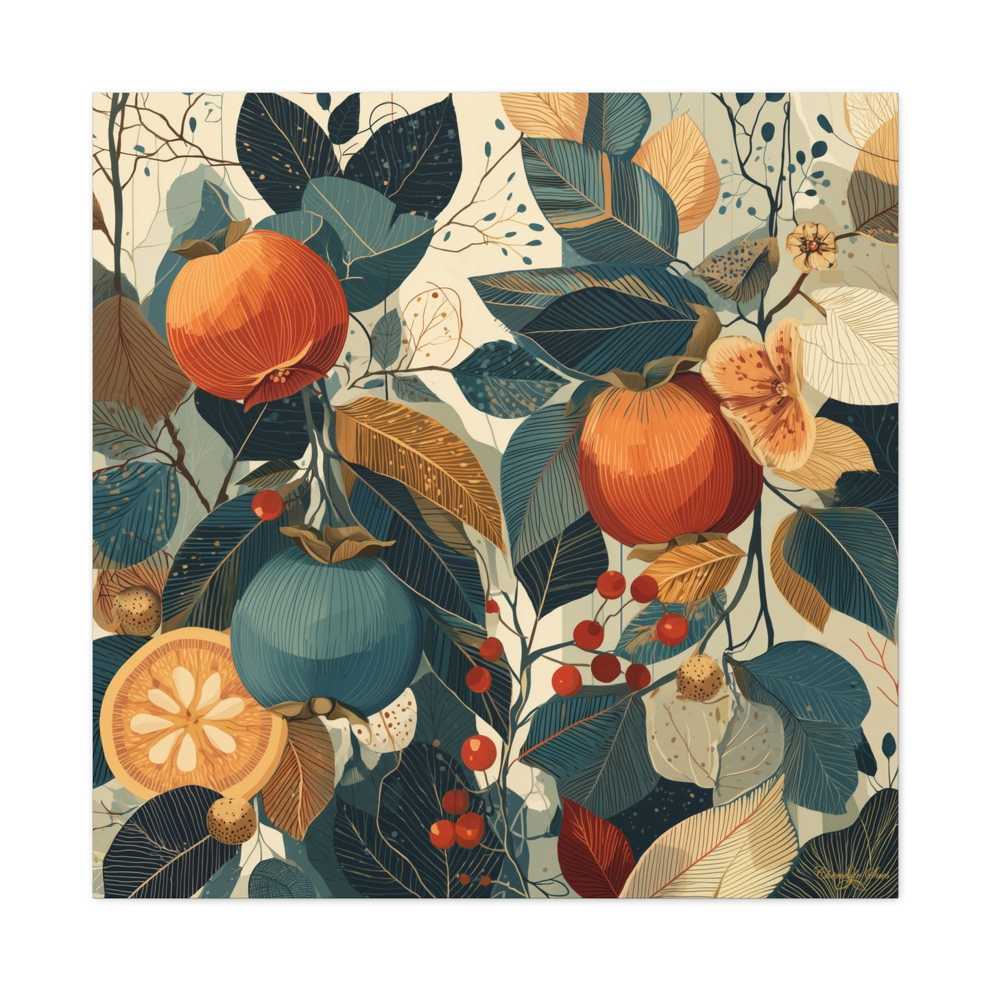 Canvas Art - Autumn Harvest Persimmons Fruit