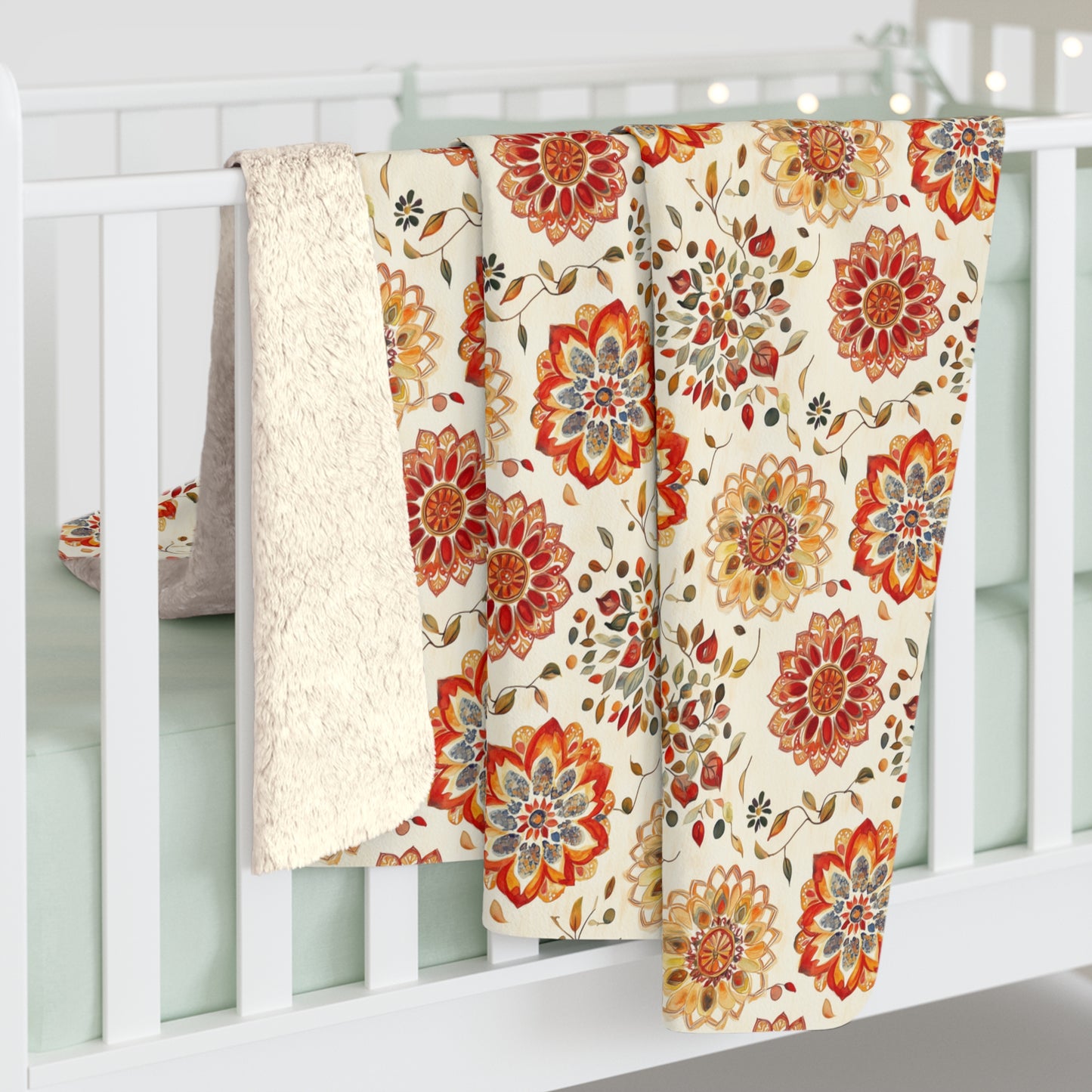 Sherpa Fleece Blanket - Floral Zen Mandalas